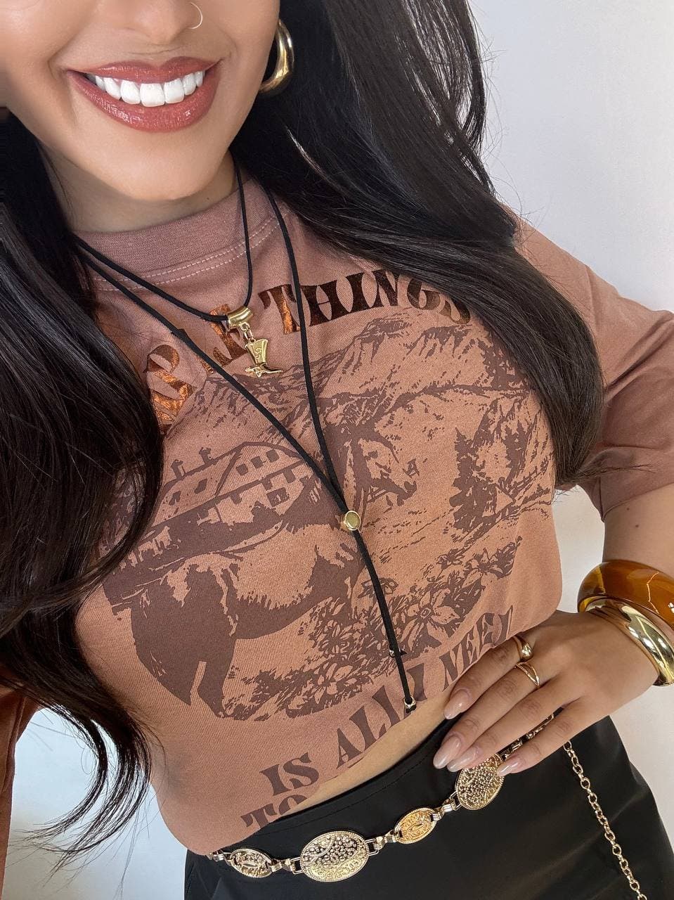 Pulseira Bracelete Marrom Transparente