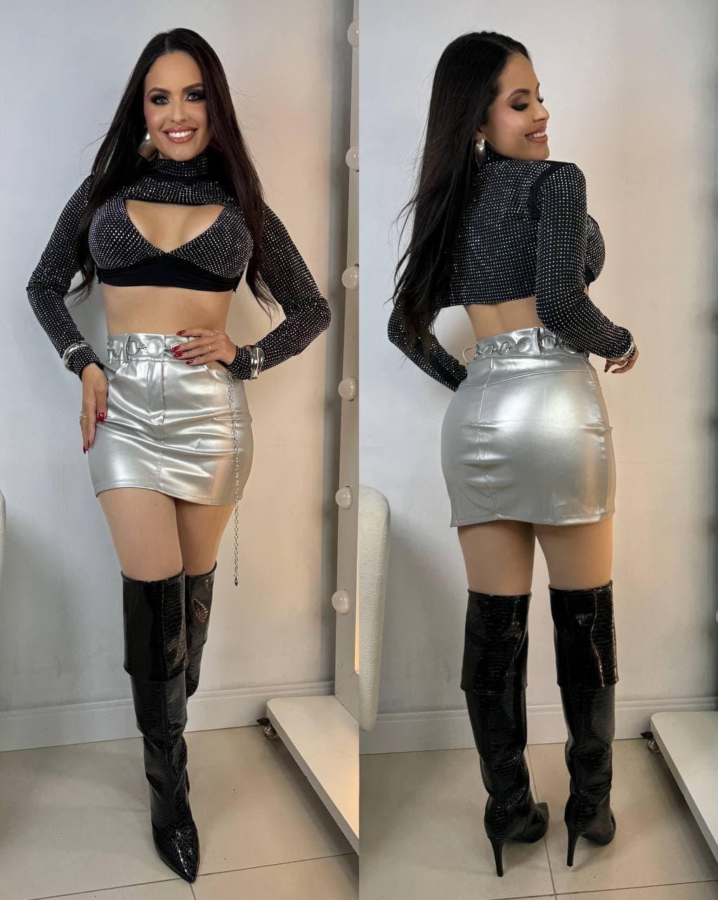 Saia Metalizada Prata