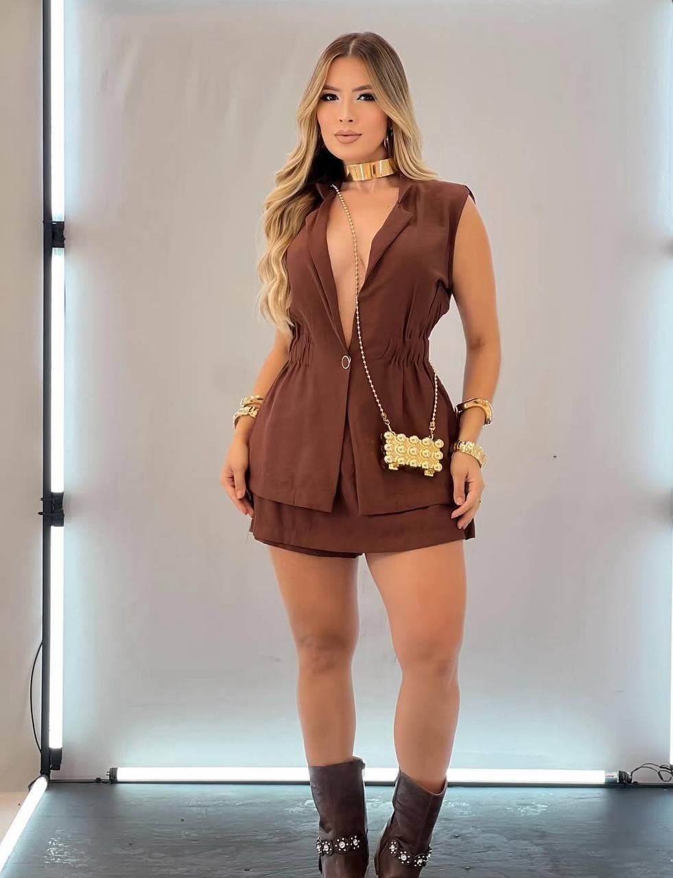 Bolsa Mini Clutch Bolinhas Dourada