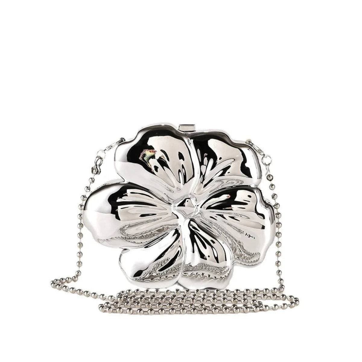 Bolsa Mini Clutch Flor Prata