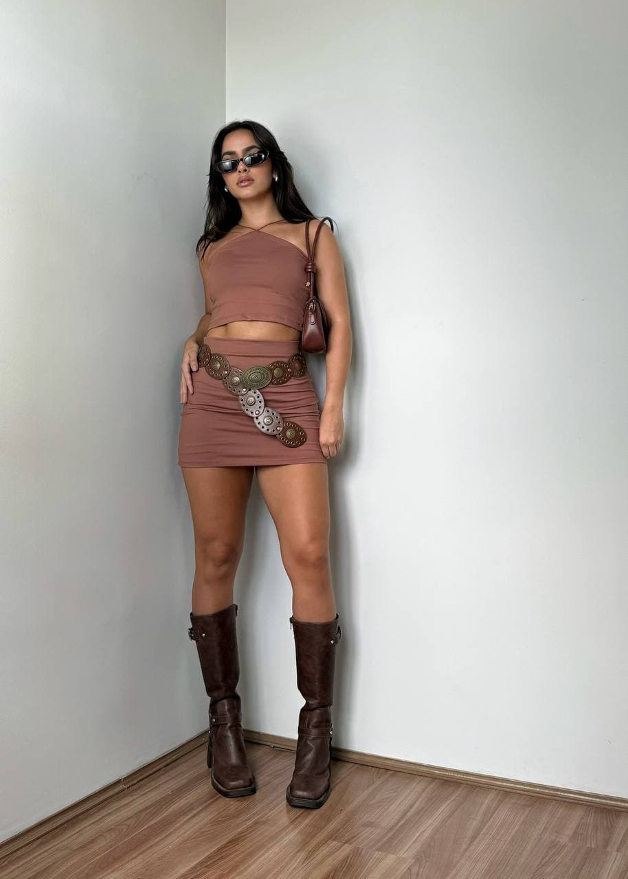 Saia Jessica Poliamida Marrom