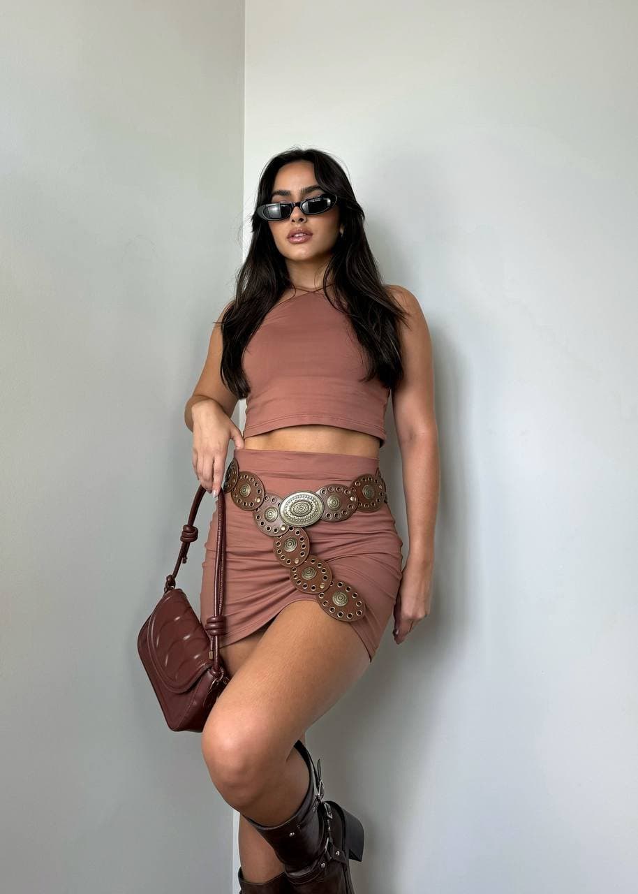 Saia Jessica Poliamida Marrom