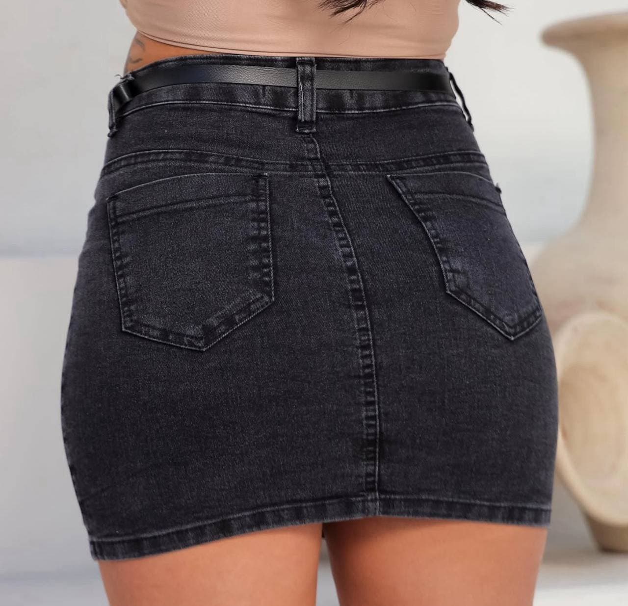 Saia/shorts Jeans Estonado Com Lycra