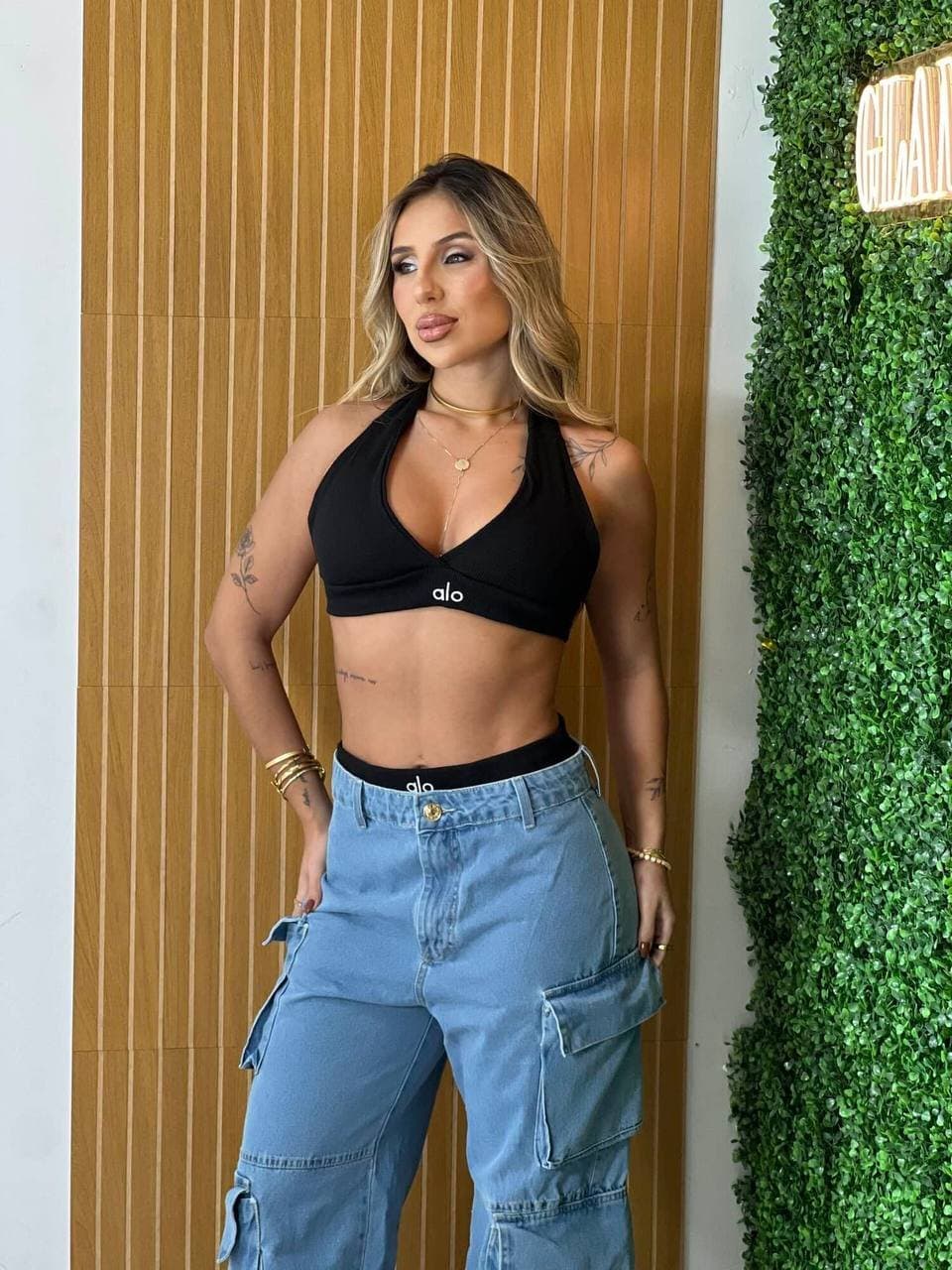 Conjunto Hot Pants Canelado Heloísa Preto