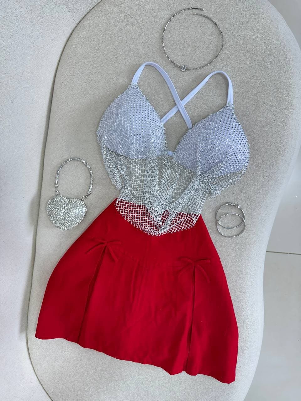 Saia/shorts Lacinho Vermelha