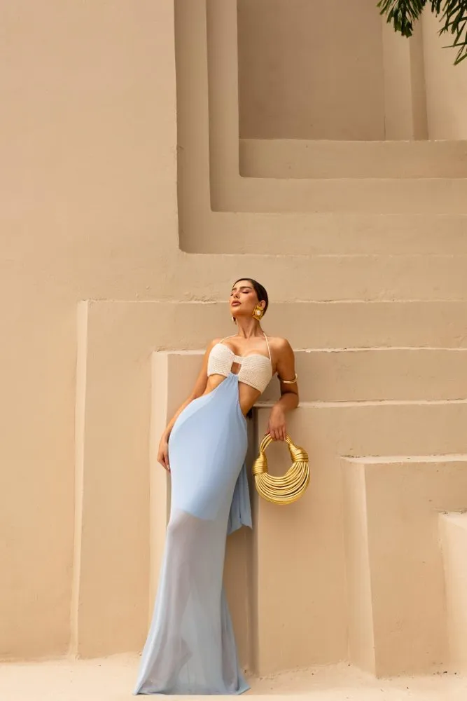 Vestido Longo Florescer Azul