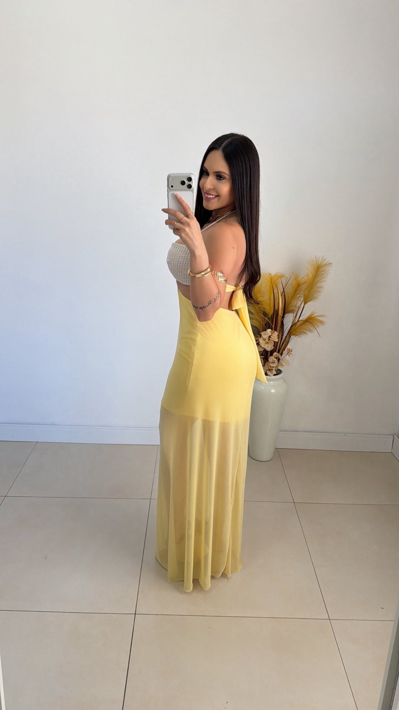 Vestido Longo Florescer Amarelo