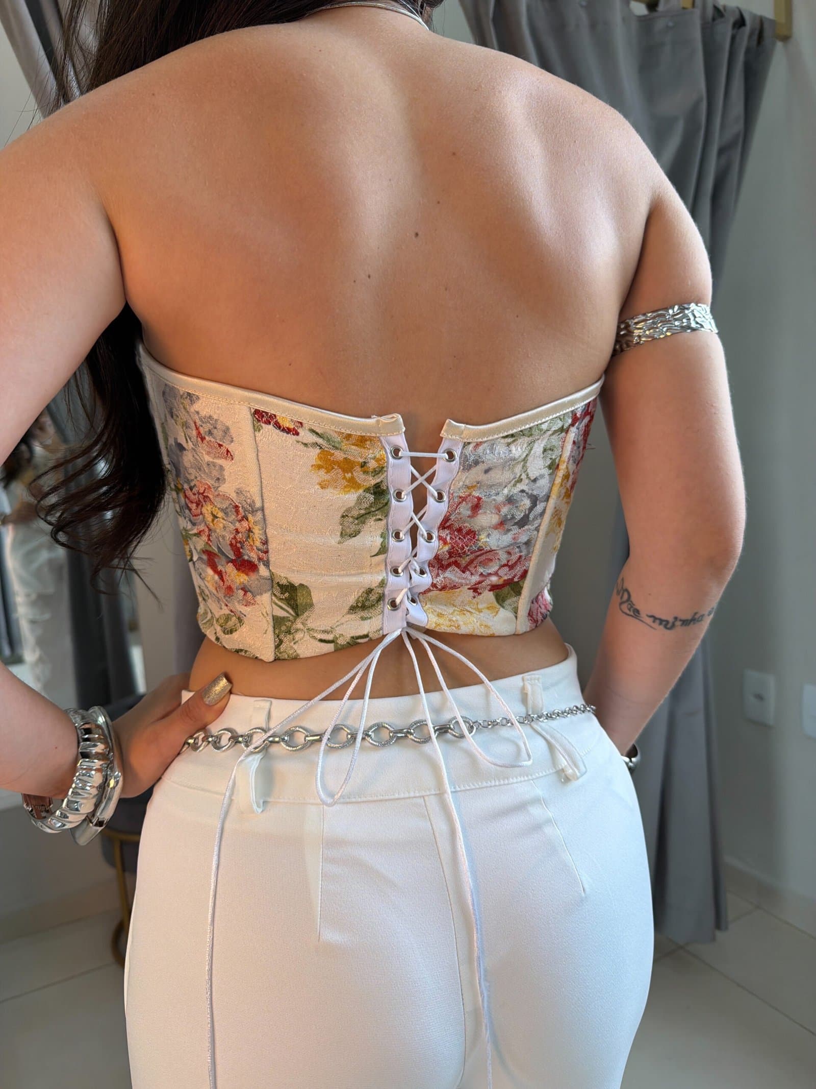 Cropped Corset Floral Cami