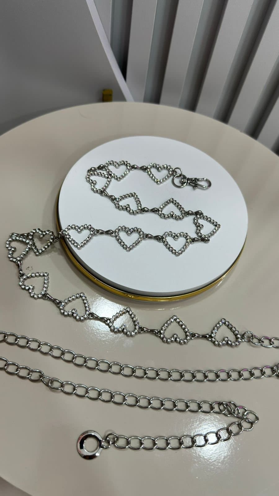 Cinto Corrente Strass Coração