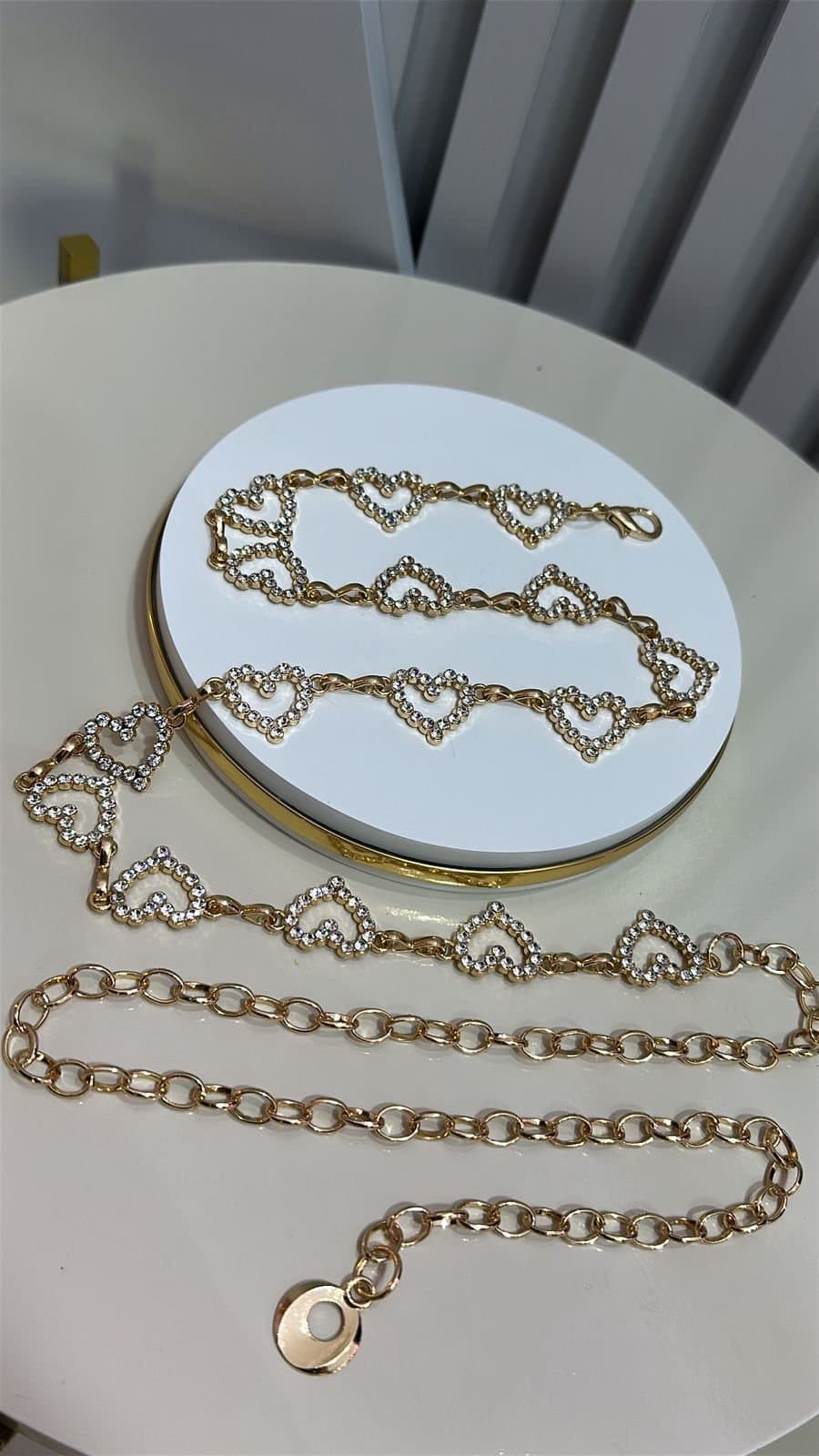 Cinto Corrente Strass Coração