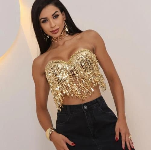 Cropped Top com Franjas Paetes Shine