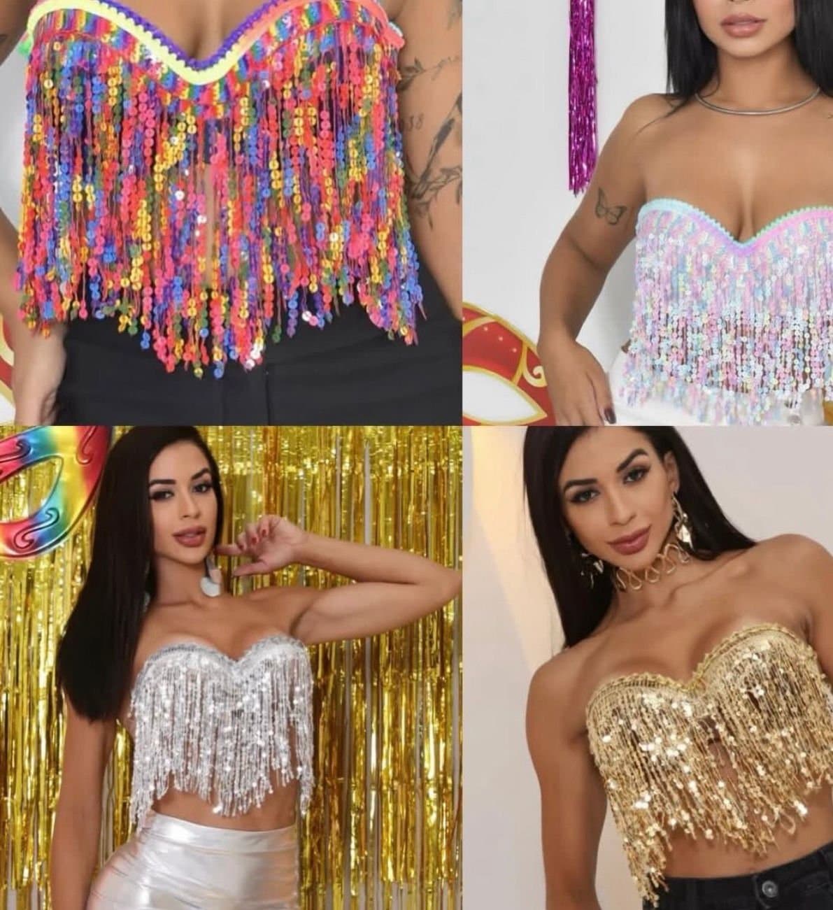 Cropped Top com Franjas Paetes Shine