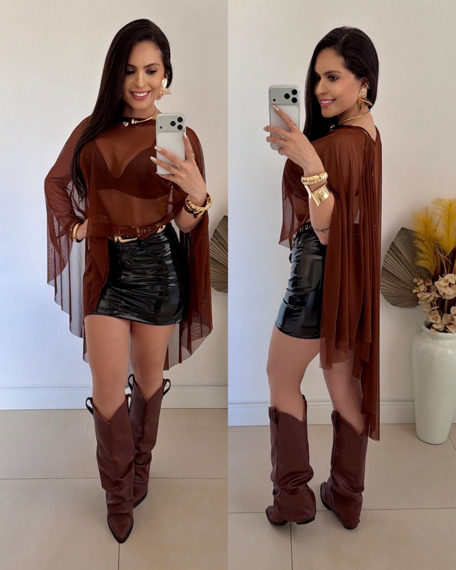 Saia Metalizada Preta