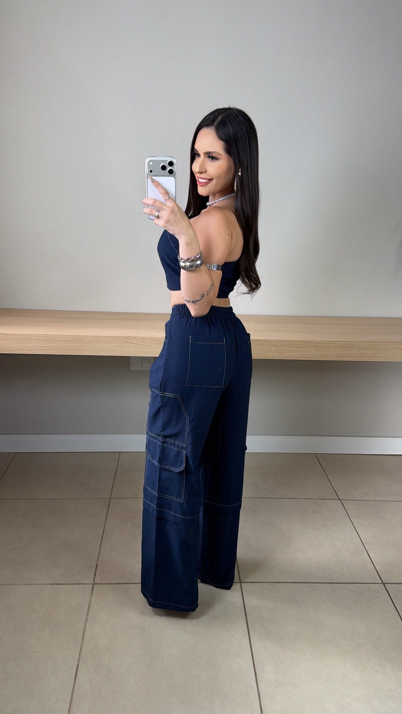 Conjunto de Calça Wide Leg Cargo