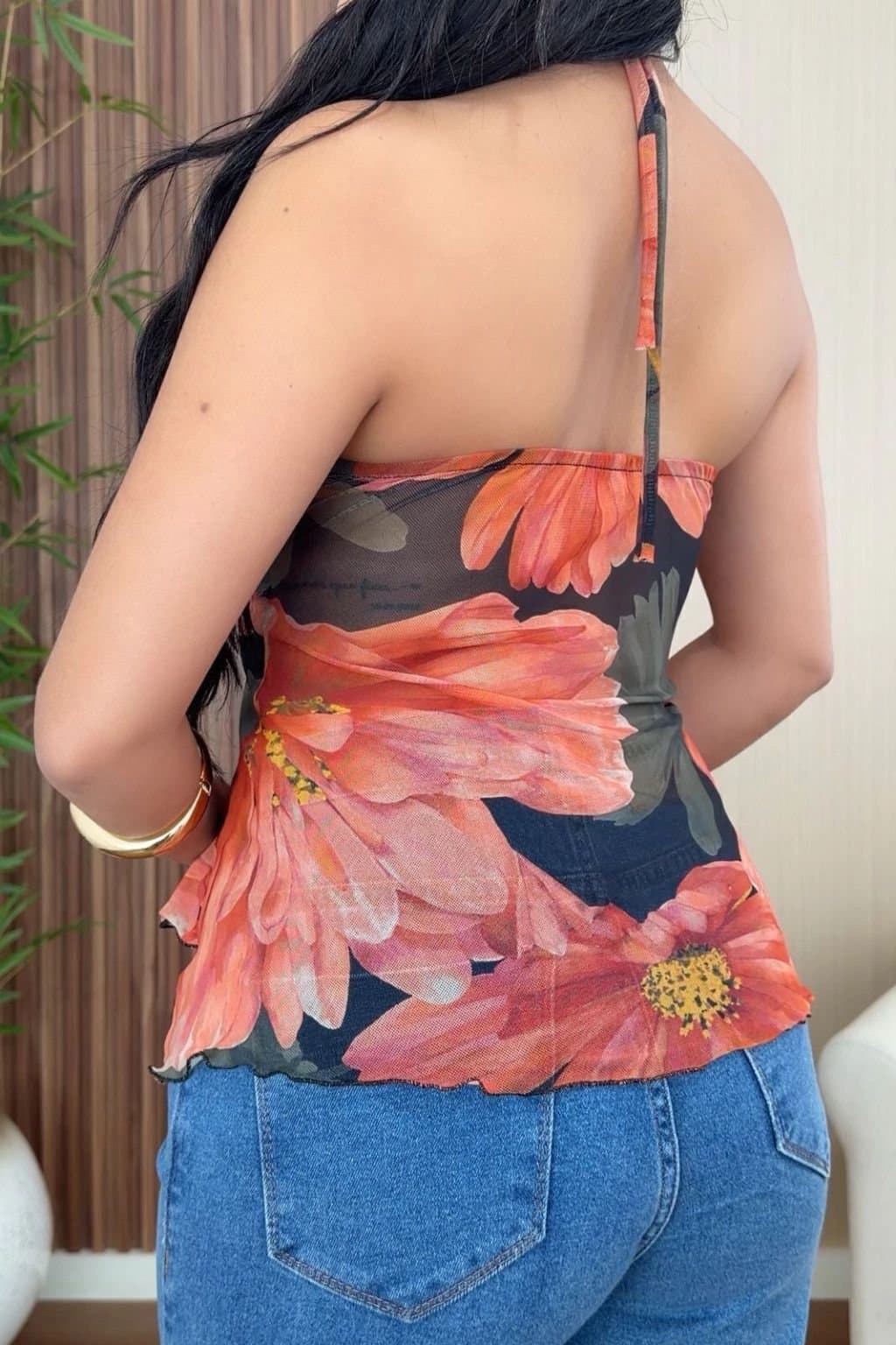 Blusa Bata Celina de Tule Floral