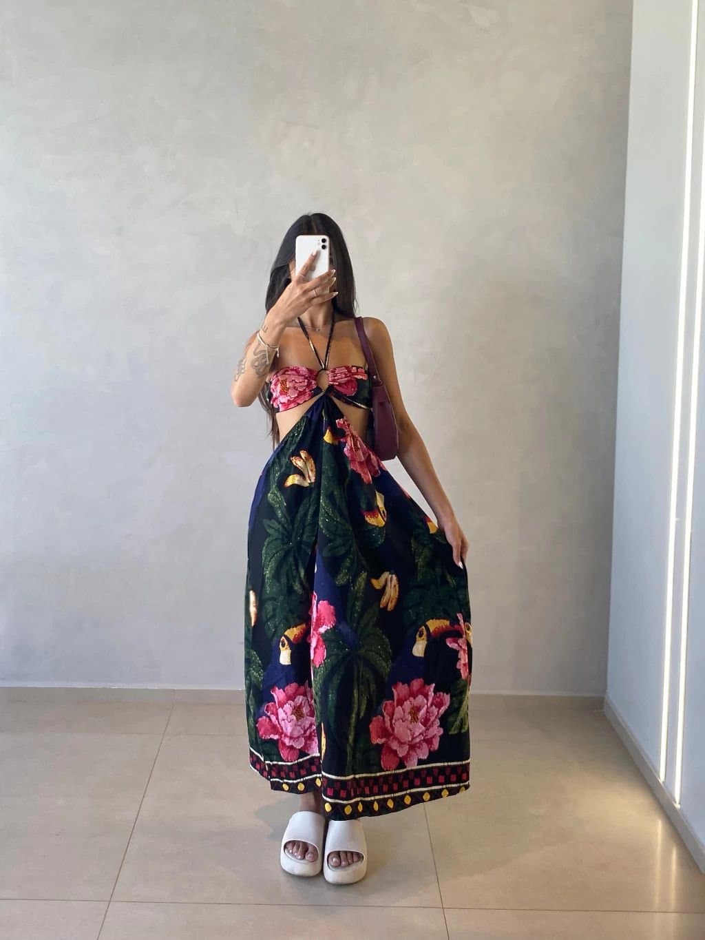 Vestido Longo Floral Tropical