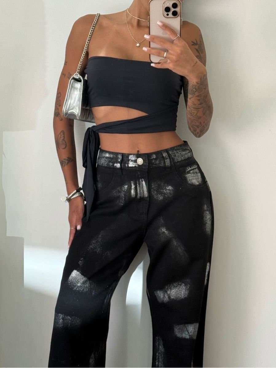 Calça Jeans Foil Pintura Metálica