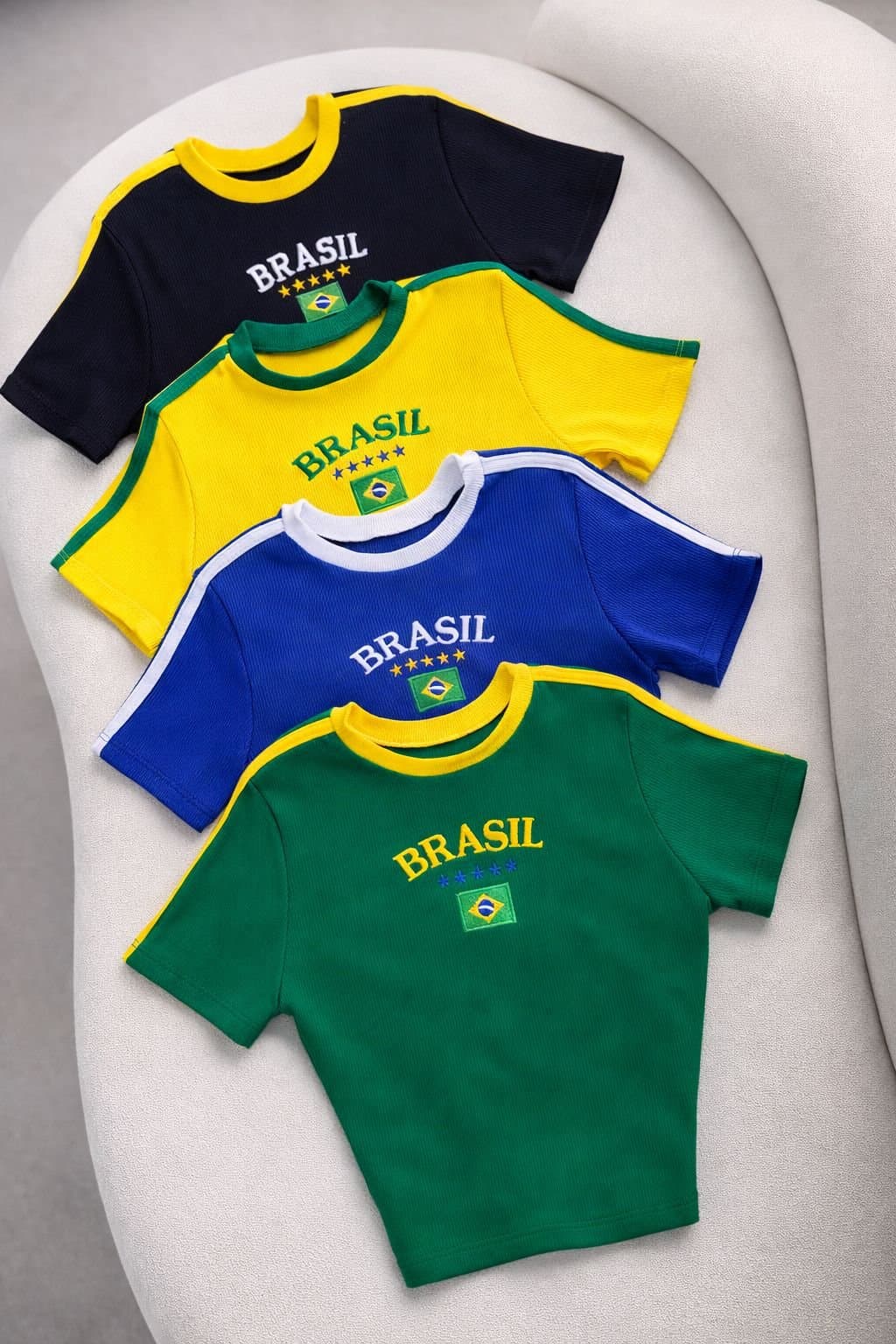 Cropped Camisetinha Canelado Brasil
