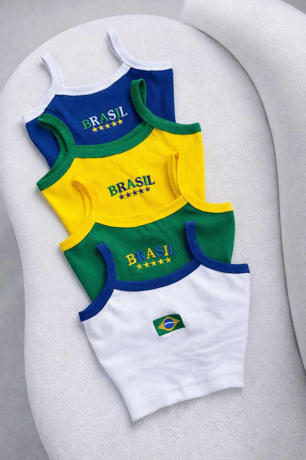 Cropped Canelado Alcinha Brasil