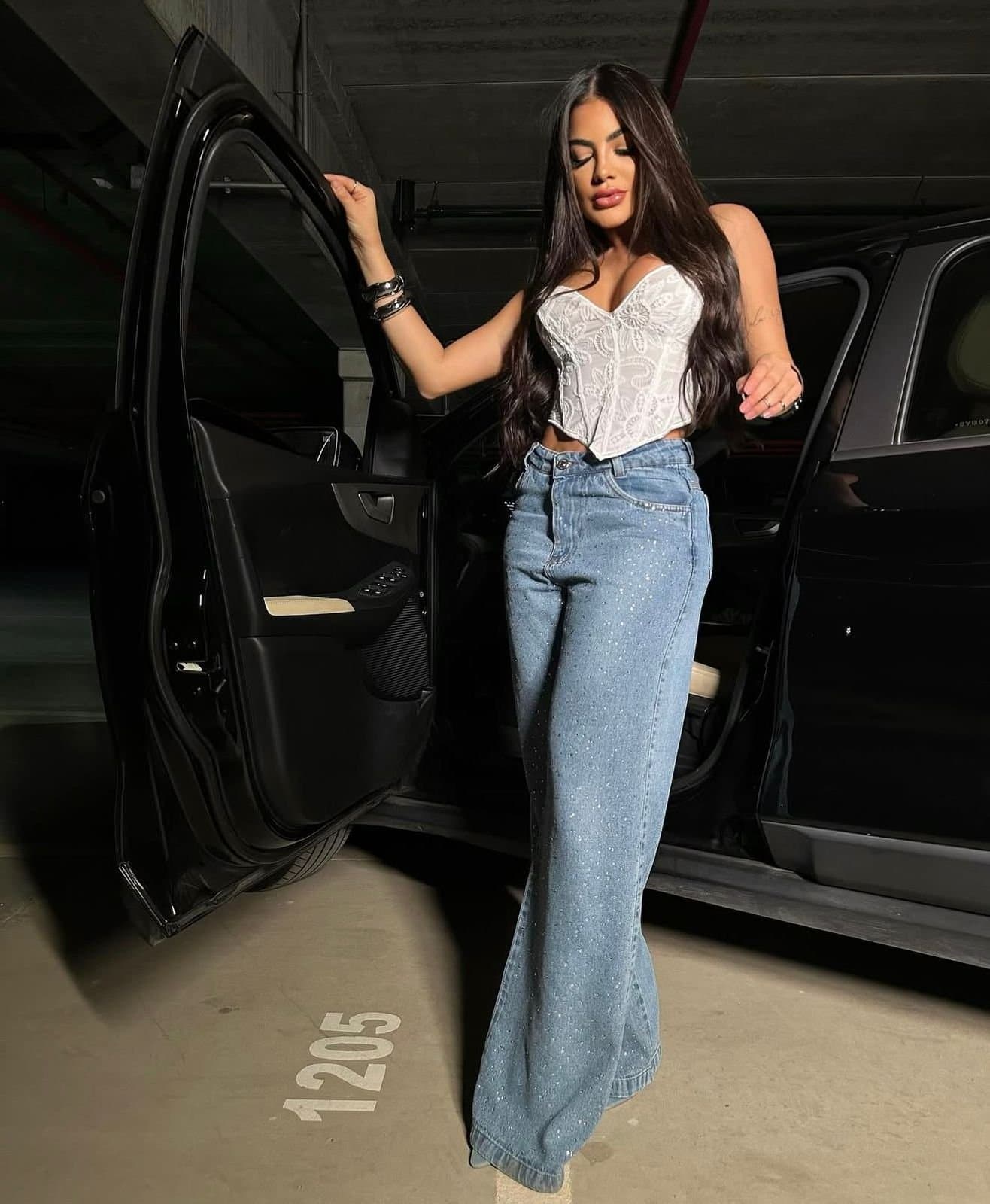 Calça Jeans Sensação Wide Leg com Strass