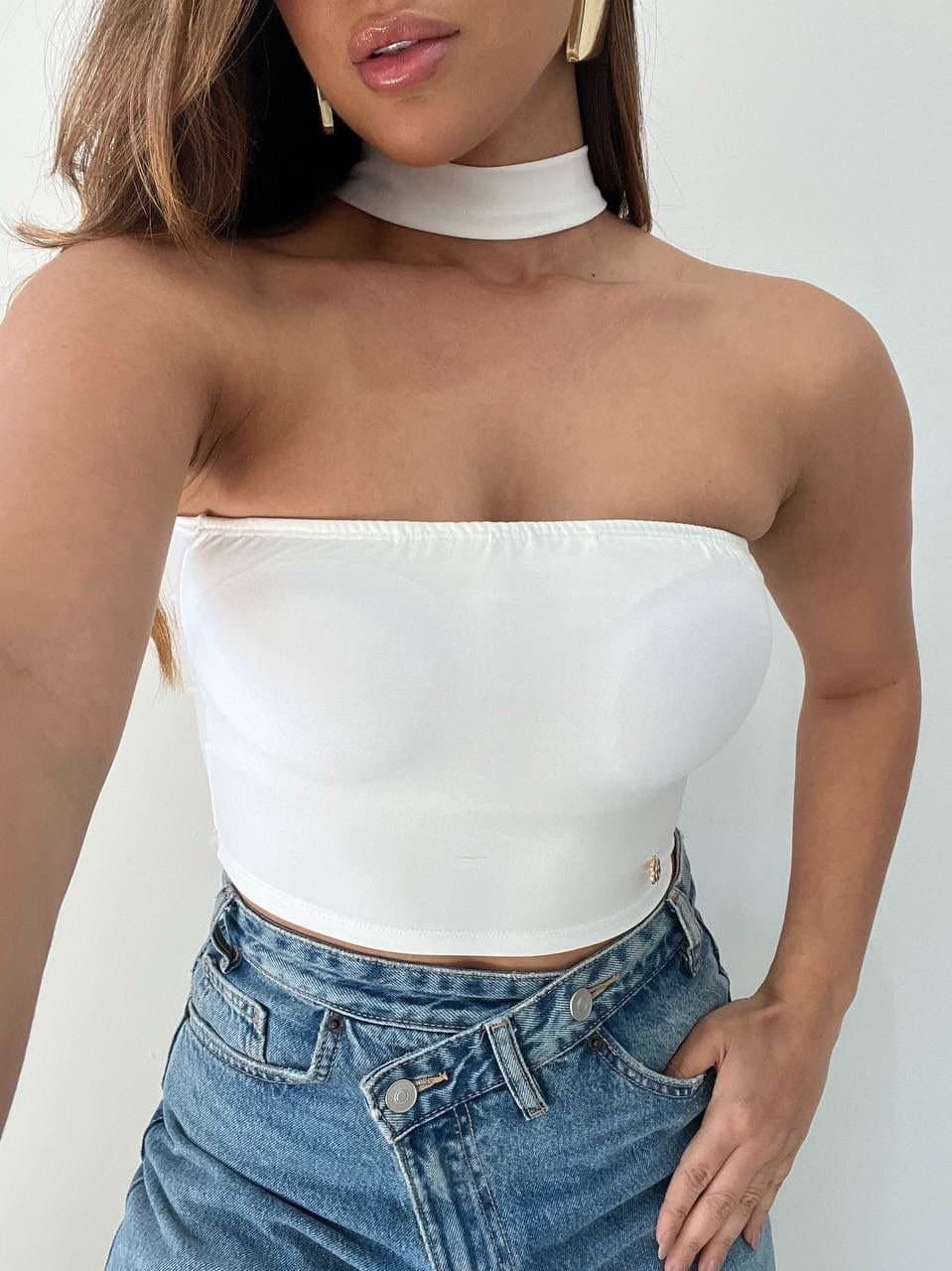 Cropped com Golinha Choker