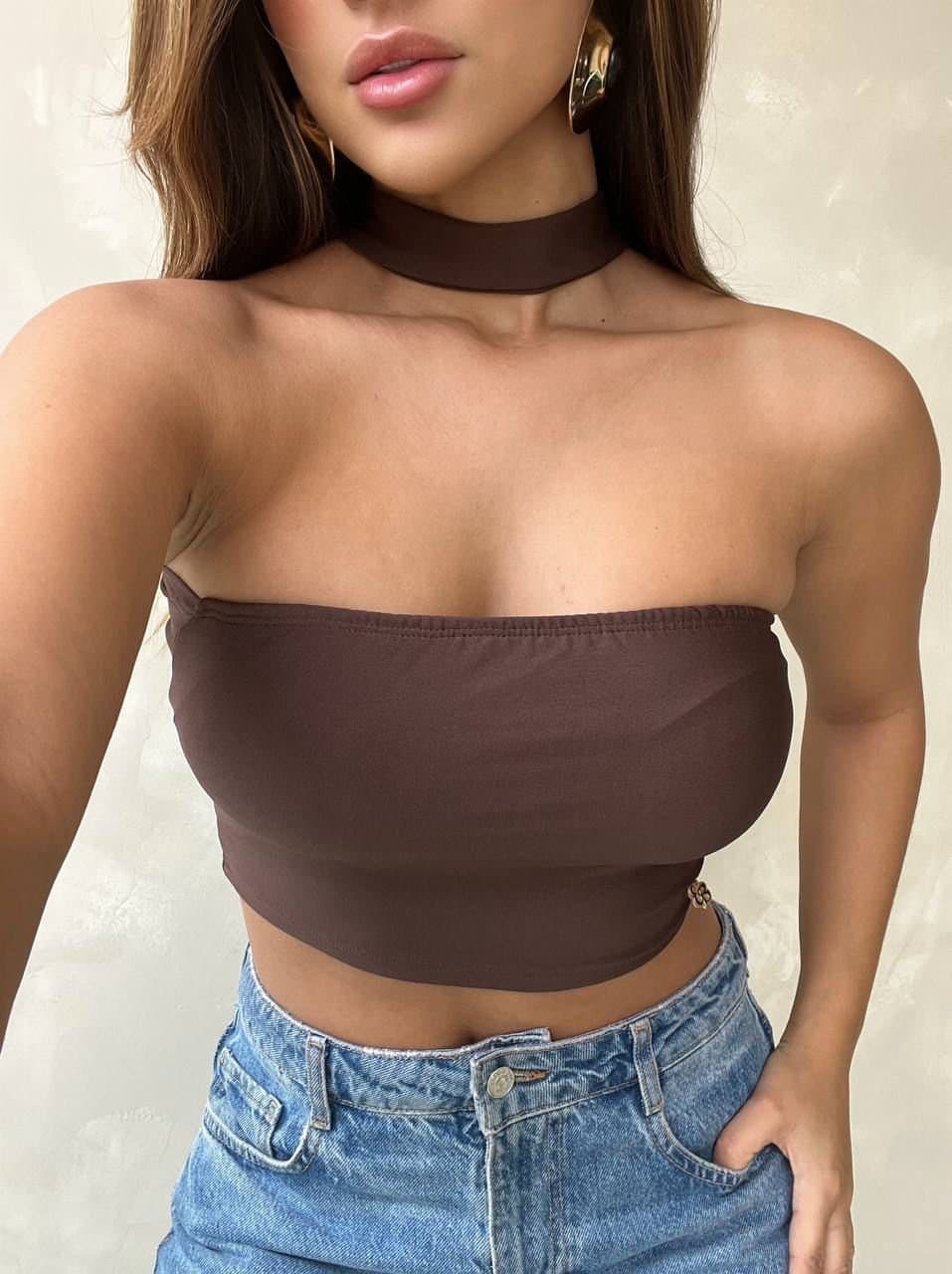 Cropped com Golinha Choker