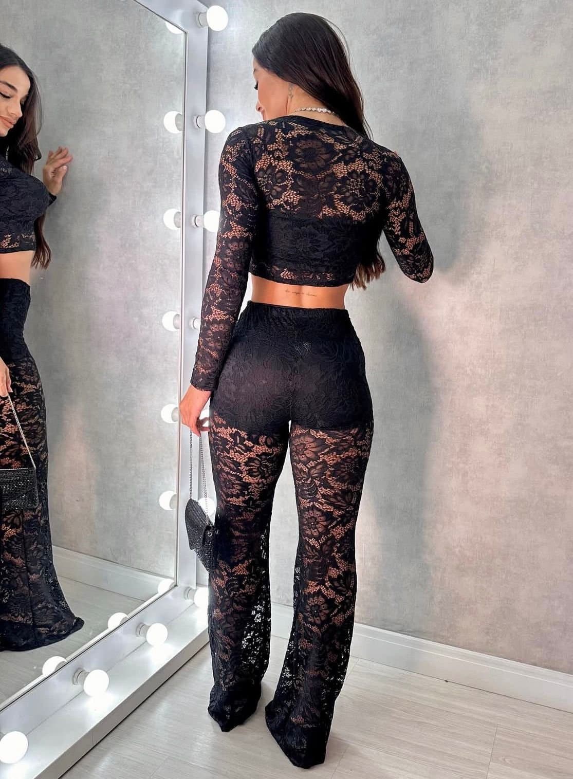 Conjunto Rendado Preto