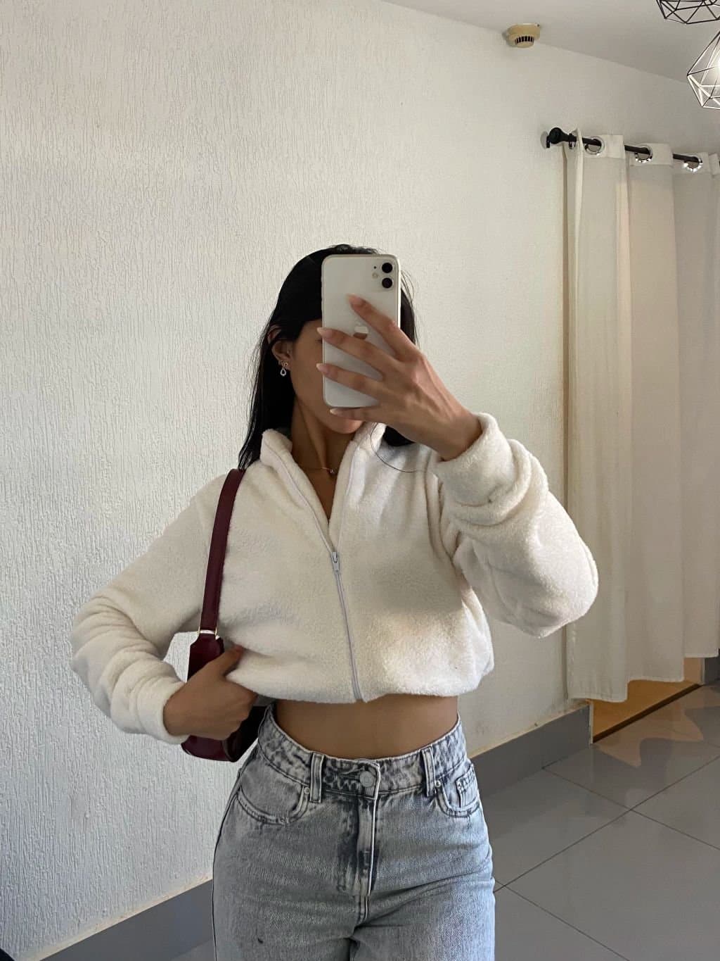 Casaco Pelinho com Zíper Aurora Off