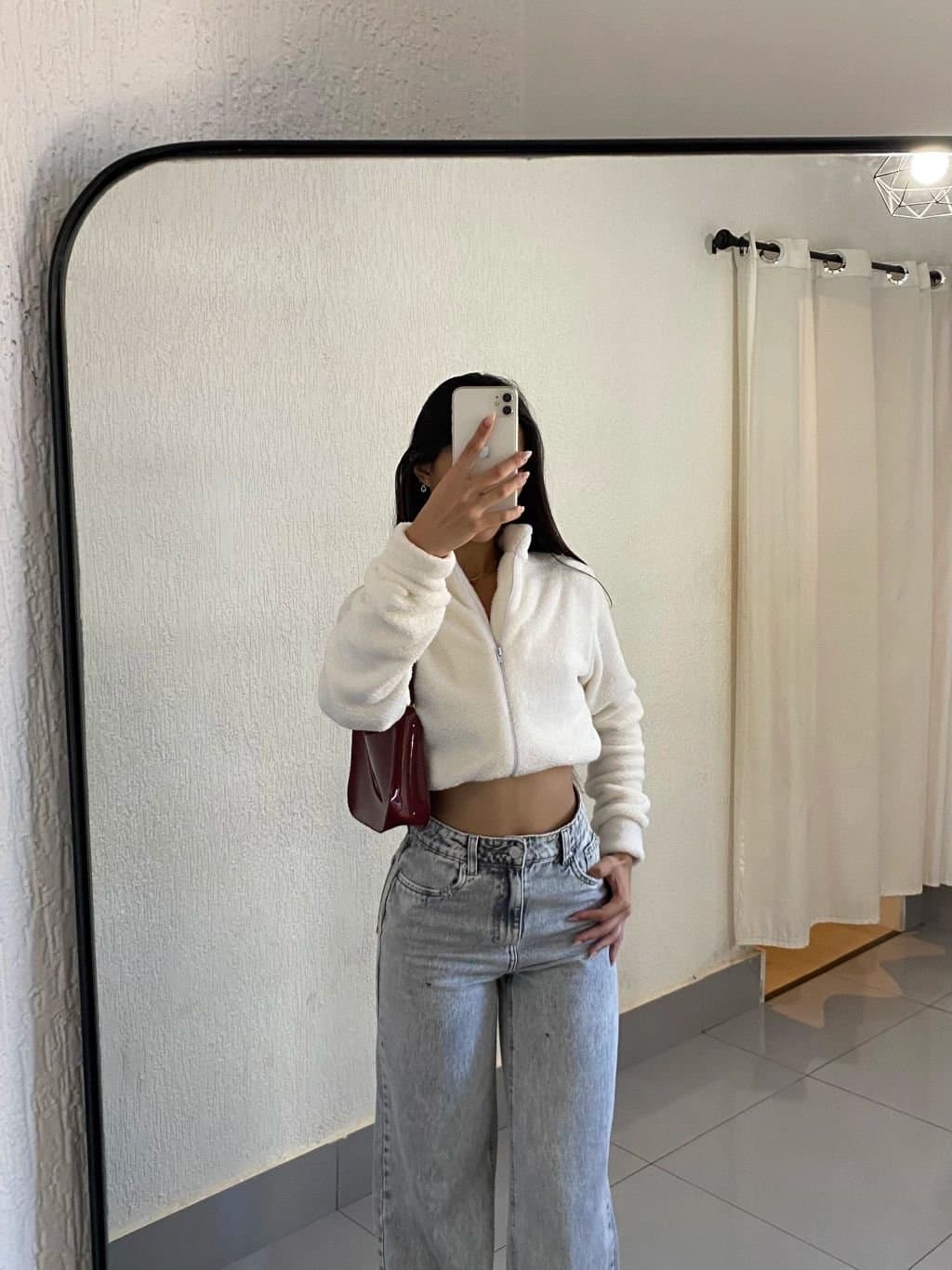 Casaco Pelinho com Zíper Aurora Off