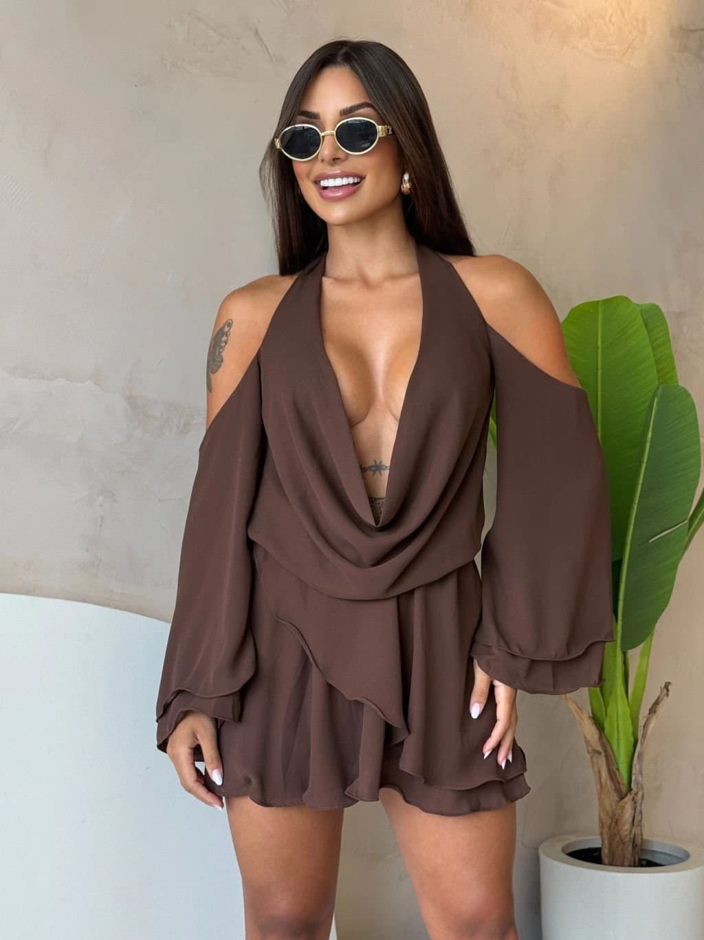 Vestido/macaquinho Chiffon Cristina