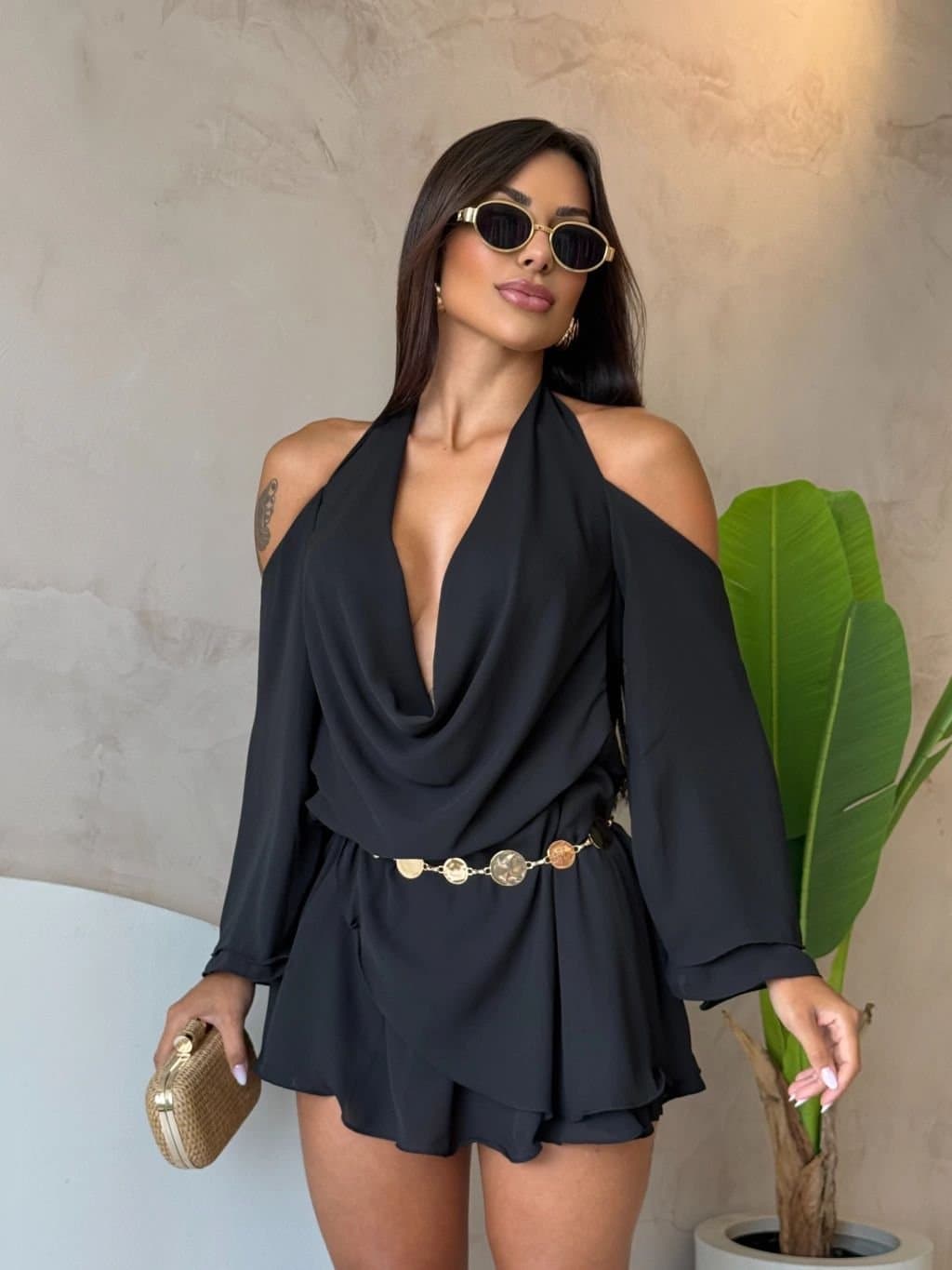 Vestido/macaquinho Chiffon Cristina