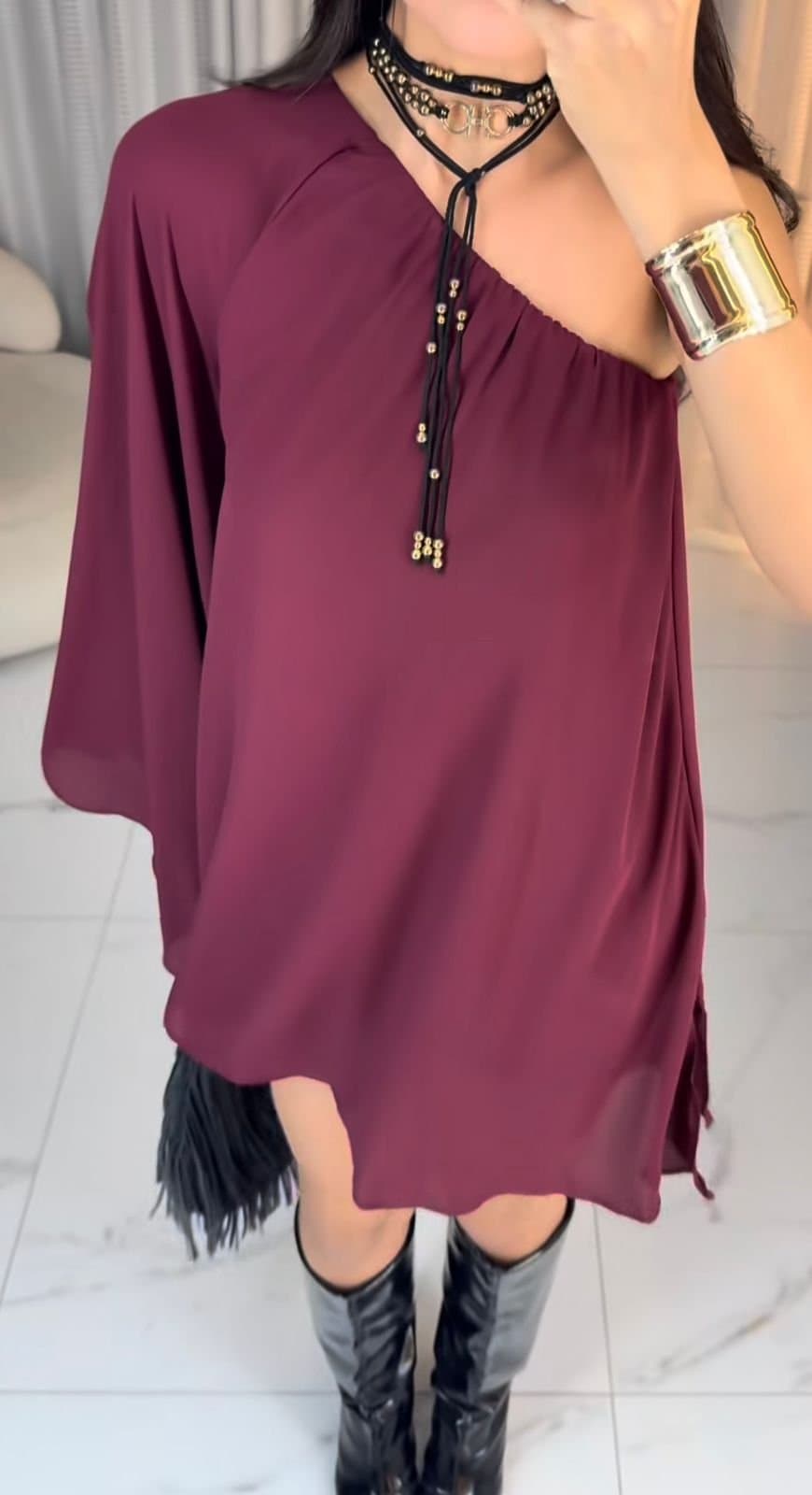 Vestido Chiffon Luana Manga Única