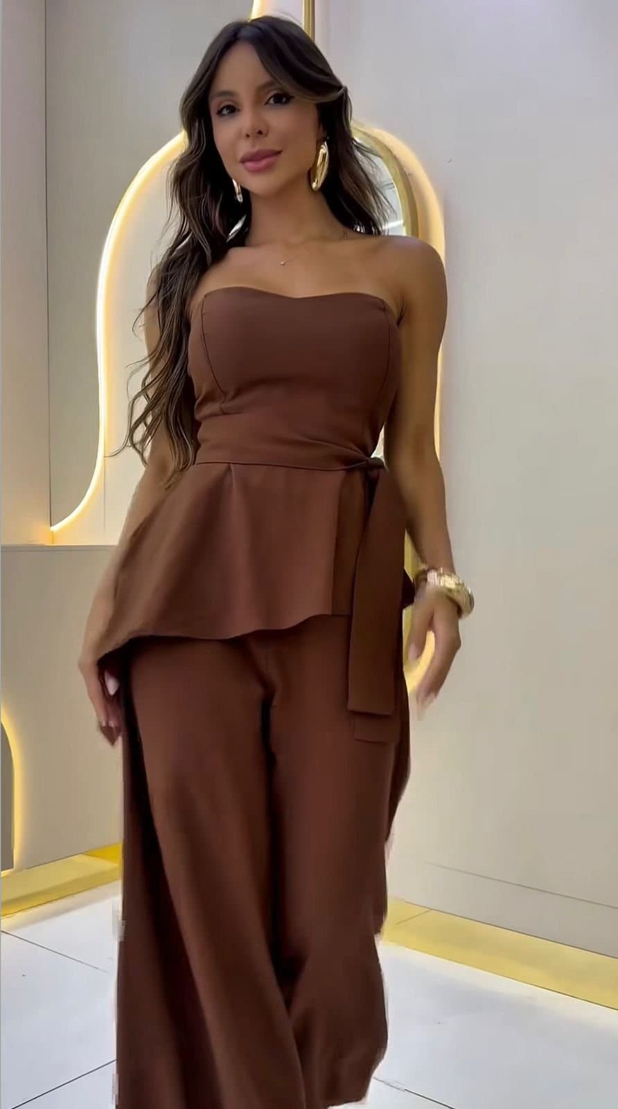 Conjunto Longo Mayte Marrom