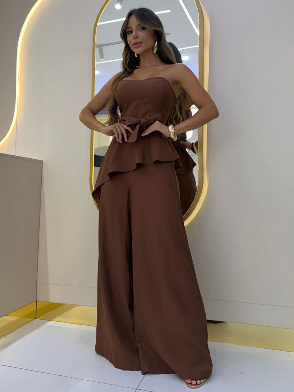 Conjunto Longo Mayte Marrom