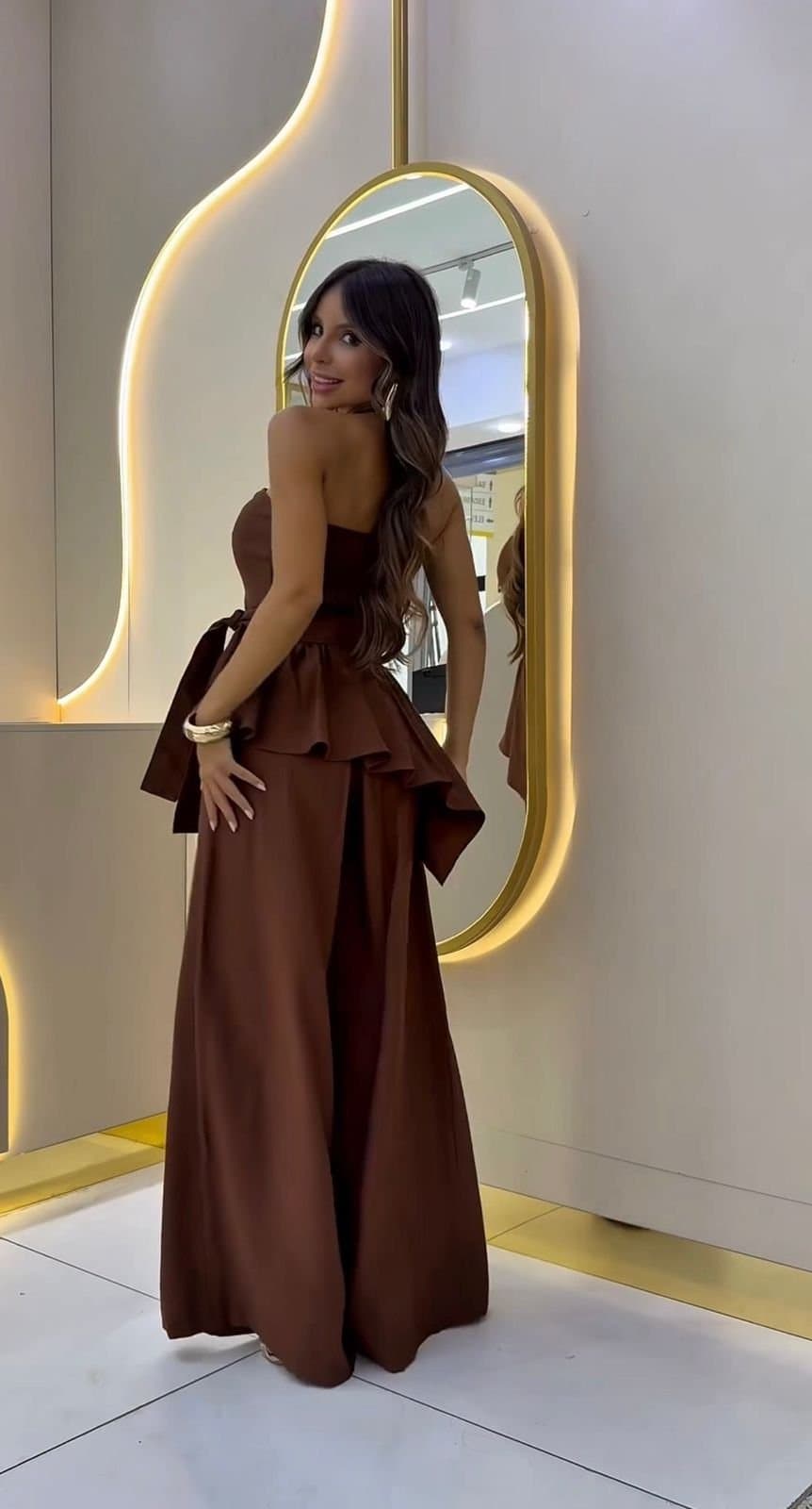 Conjunto Longo Mayte Marrom