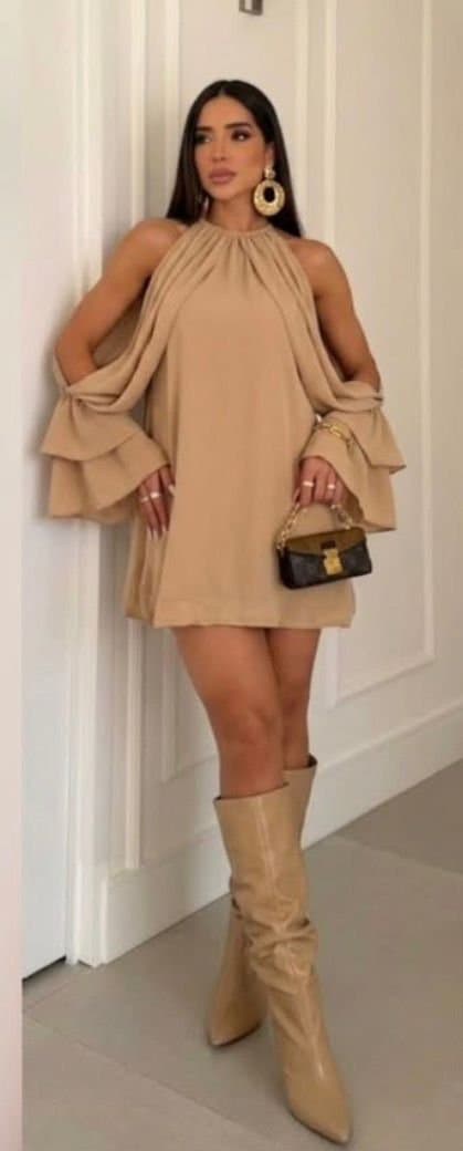 Vestido/macaquinho Chiffon Ombros Abertos