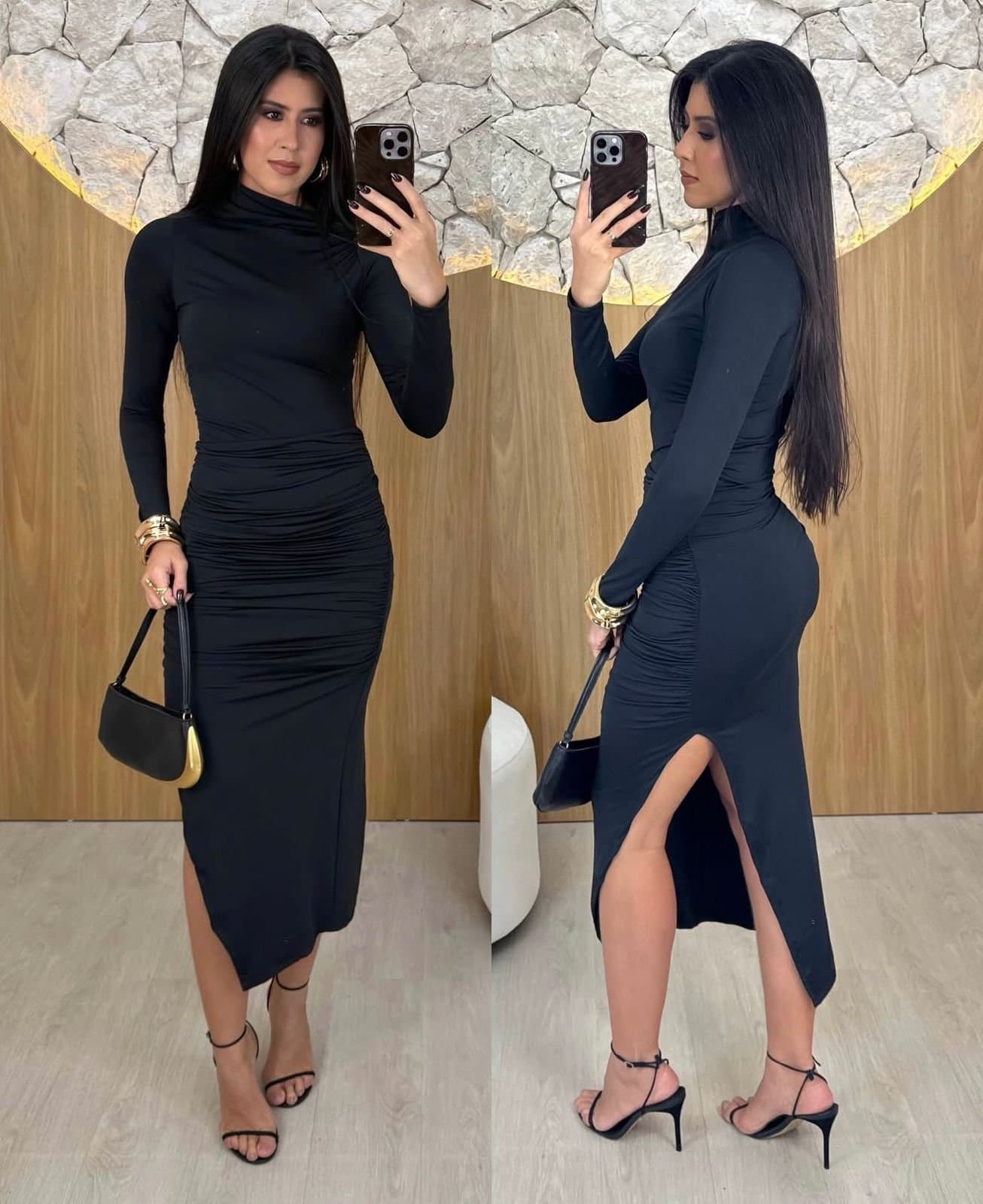 Vestido Mid Drapeado Fluity