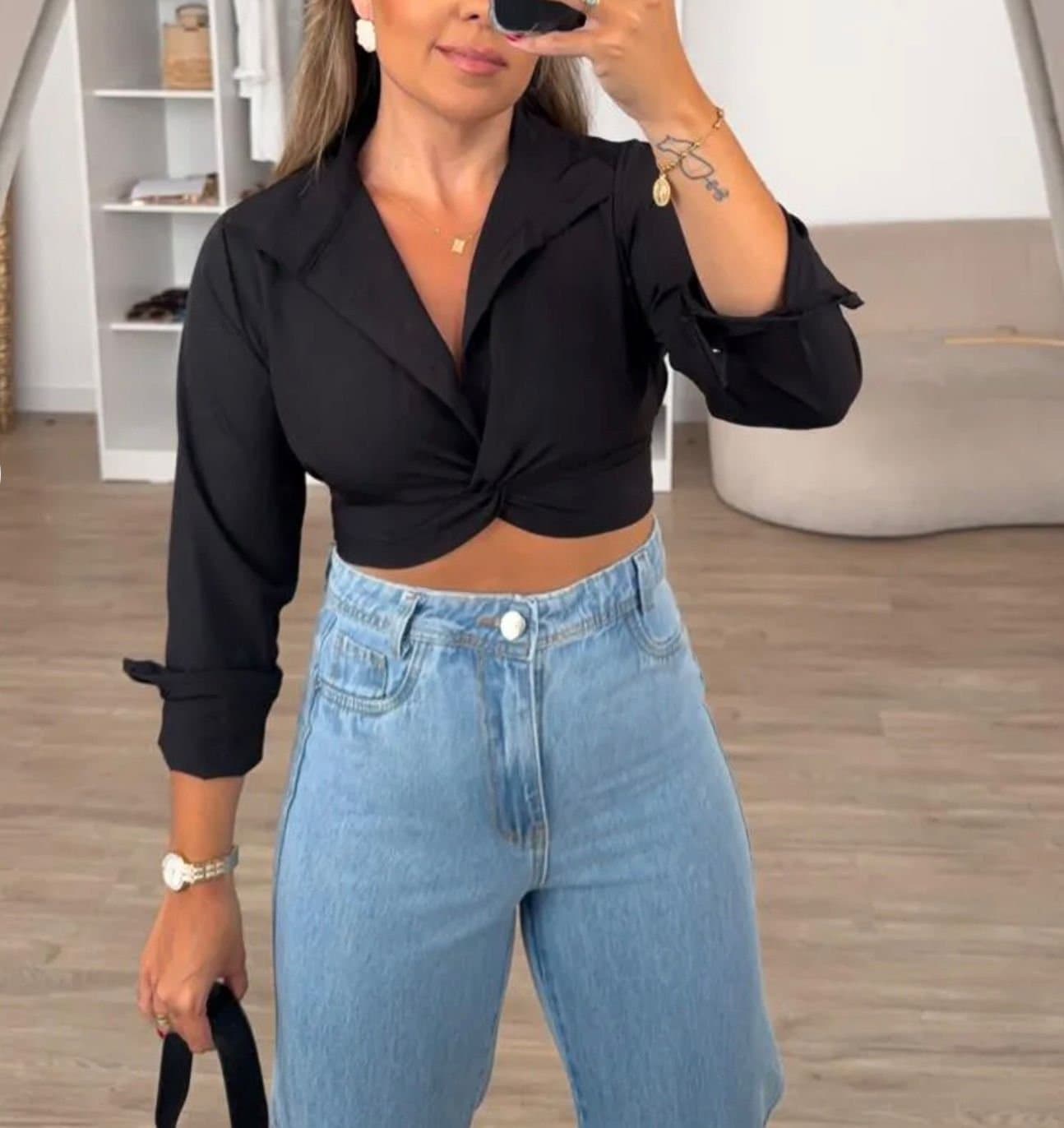 Cropped Camisa Amarração