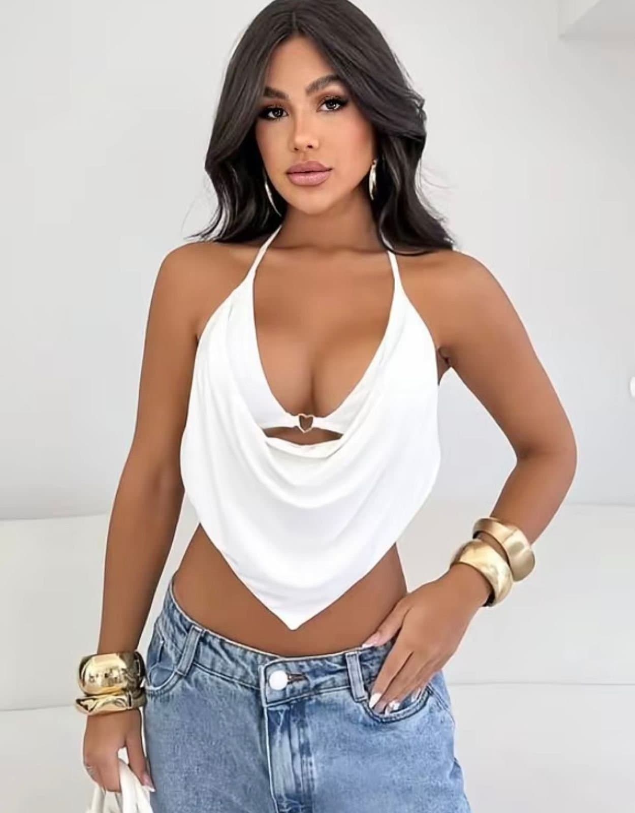 Cropped com Coração Gola Boba