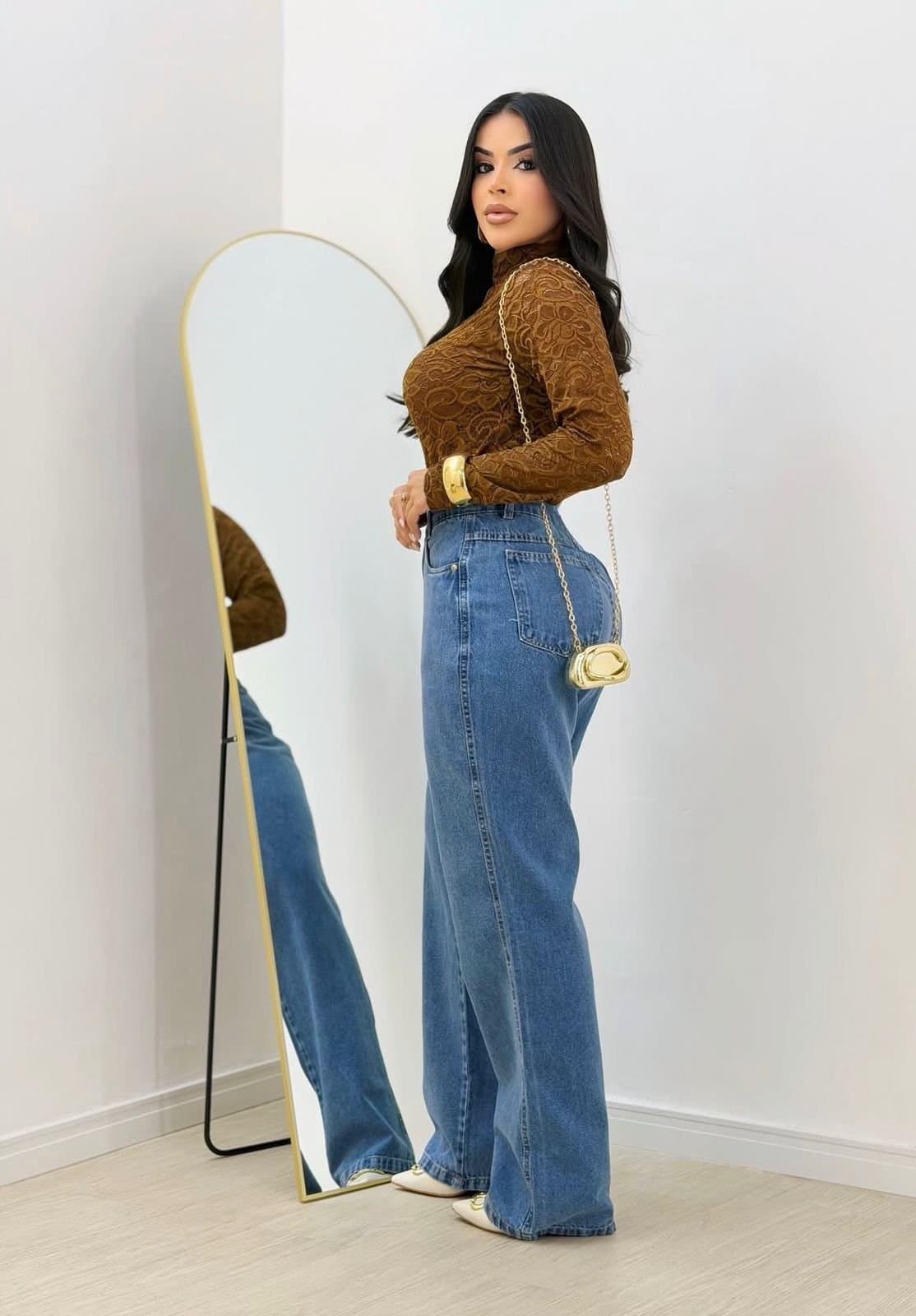 Body Rendado Marrom Kiara