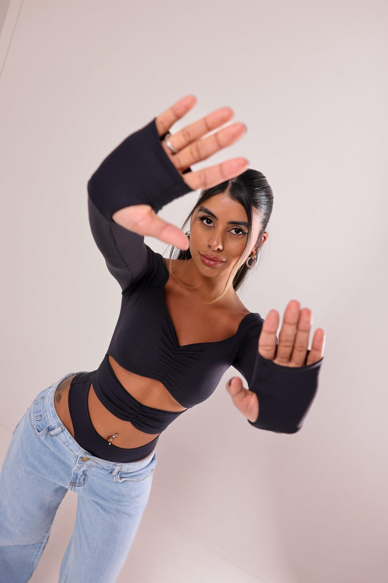 Body Fátima Poliamida Preto