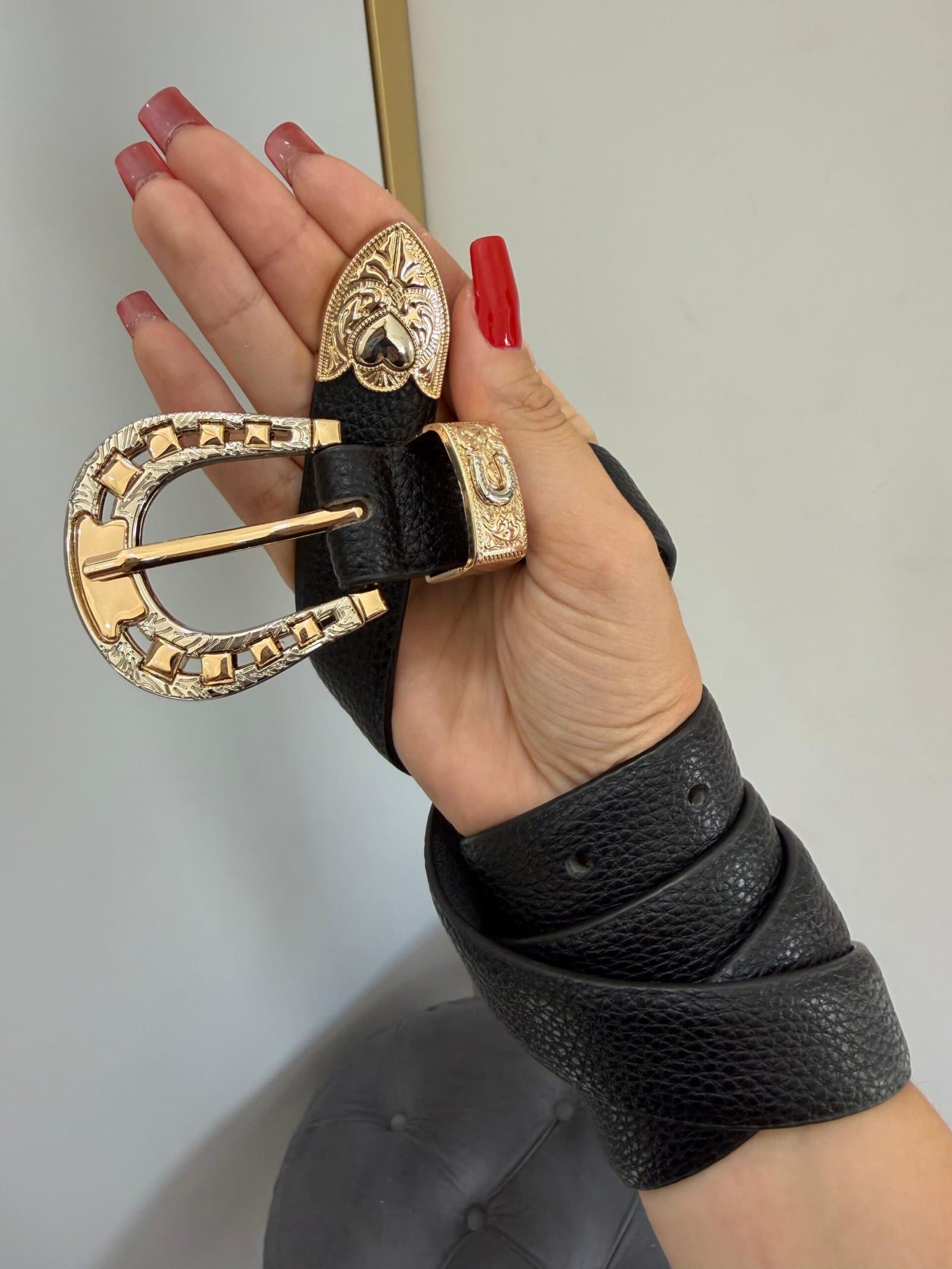 Cinto Preto Fivela 2 Banhos