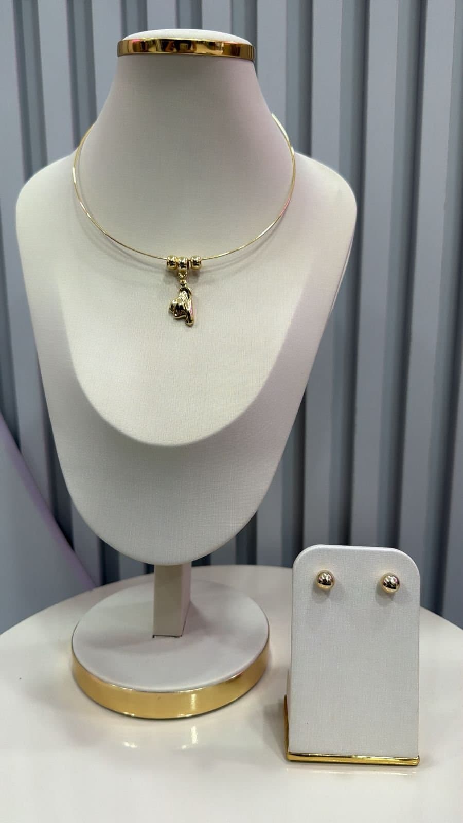 Conjunto de Colar Choker Aro Country + Brinco Dourado