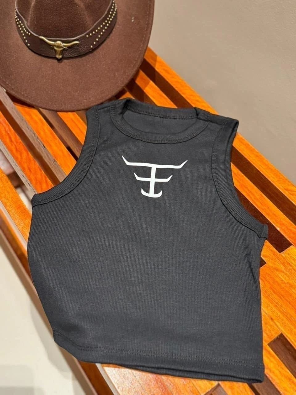 Cropped Regatinha Ribana Canelada Symbol Preto