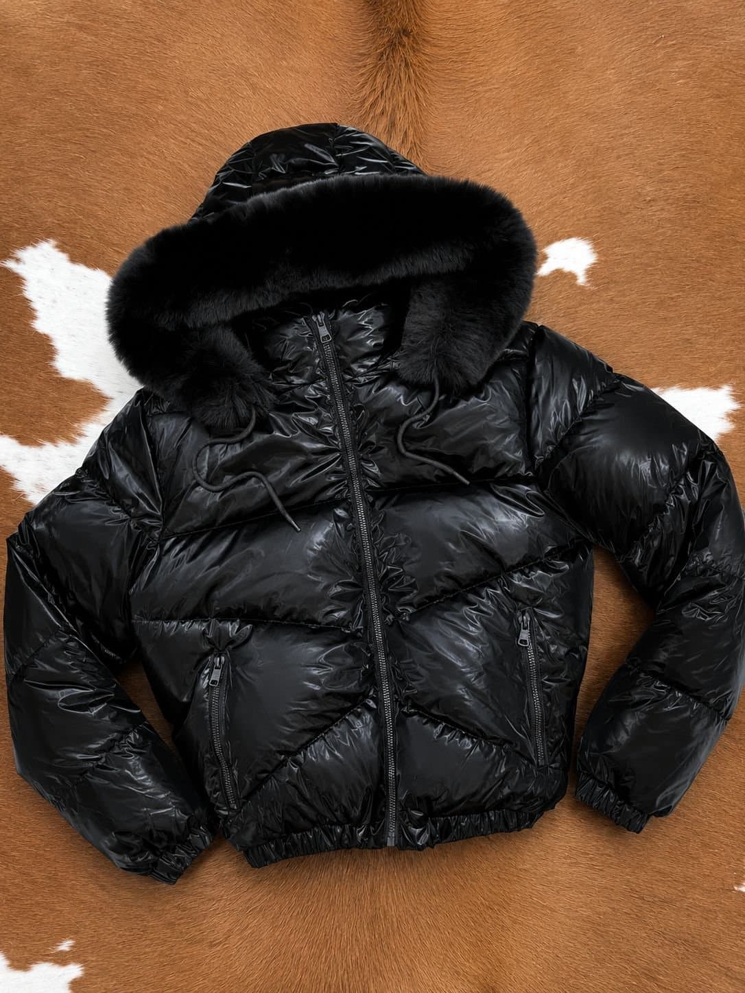 Jaqueta Puffer Forrada com Zíper Preta