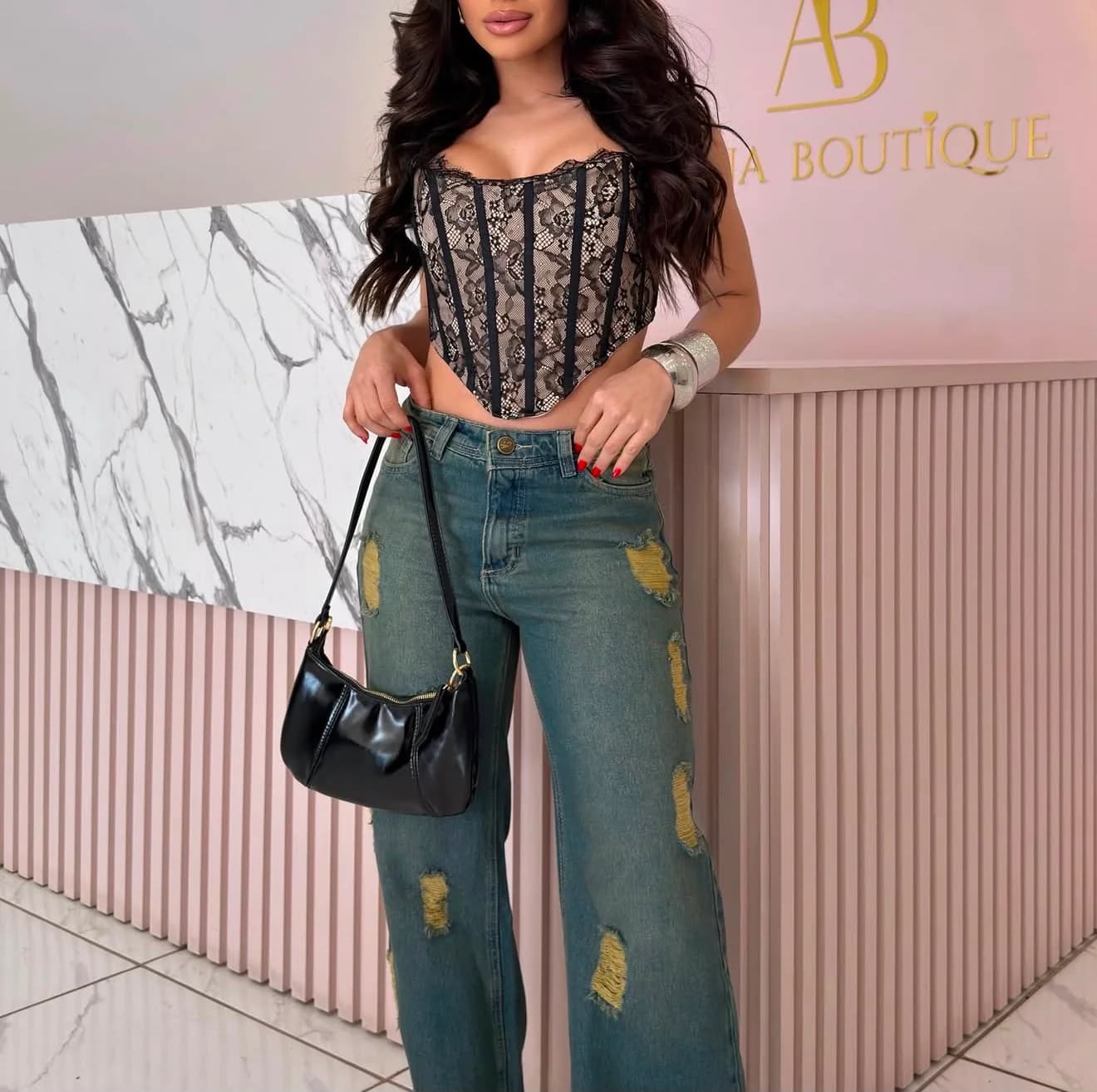Calça Jeans Sensação Wide Leg Destroyed