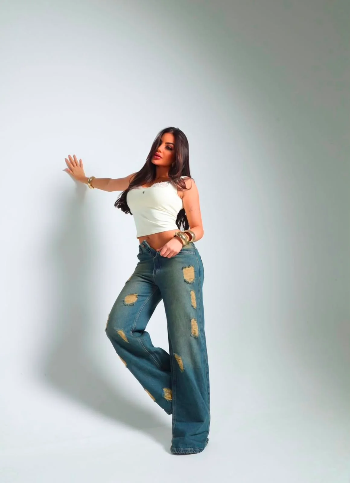 Calça Jeans Sensação Wide Leg Destroyed