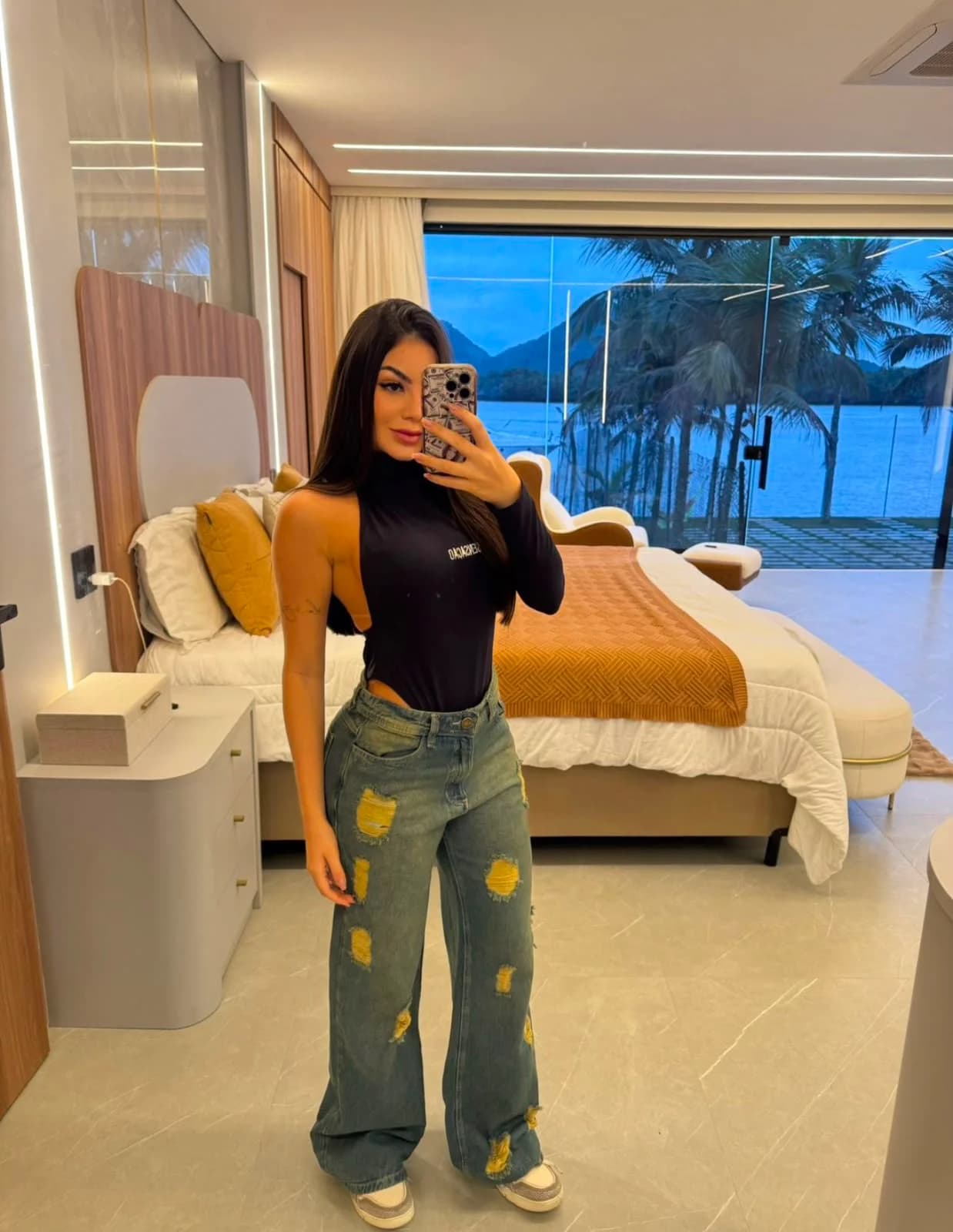 Calça Jeans Sensação Wide Leg Destroyed