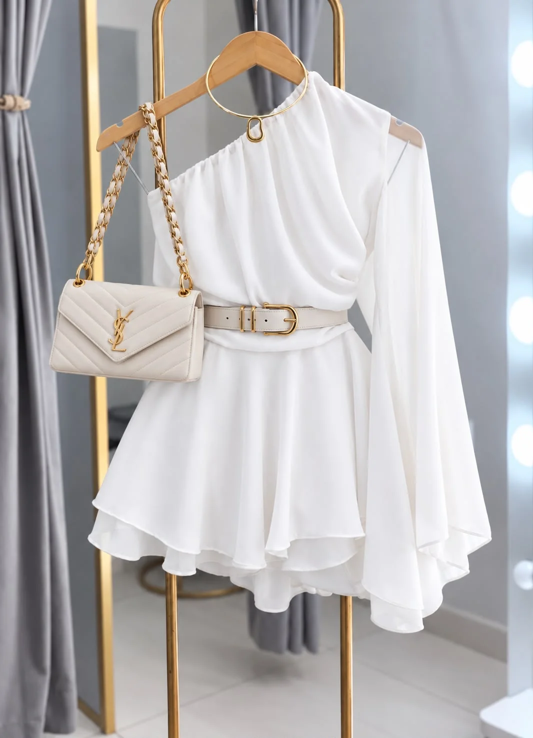 Vestido/macaquinho Chiffon Manga Única Fran
