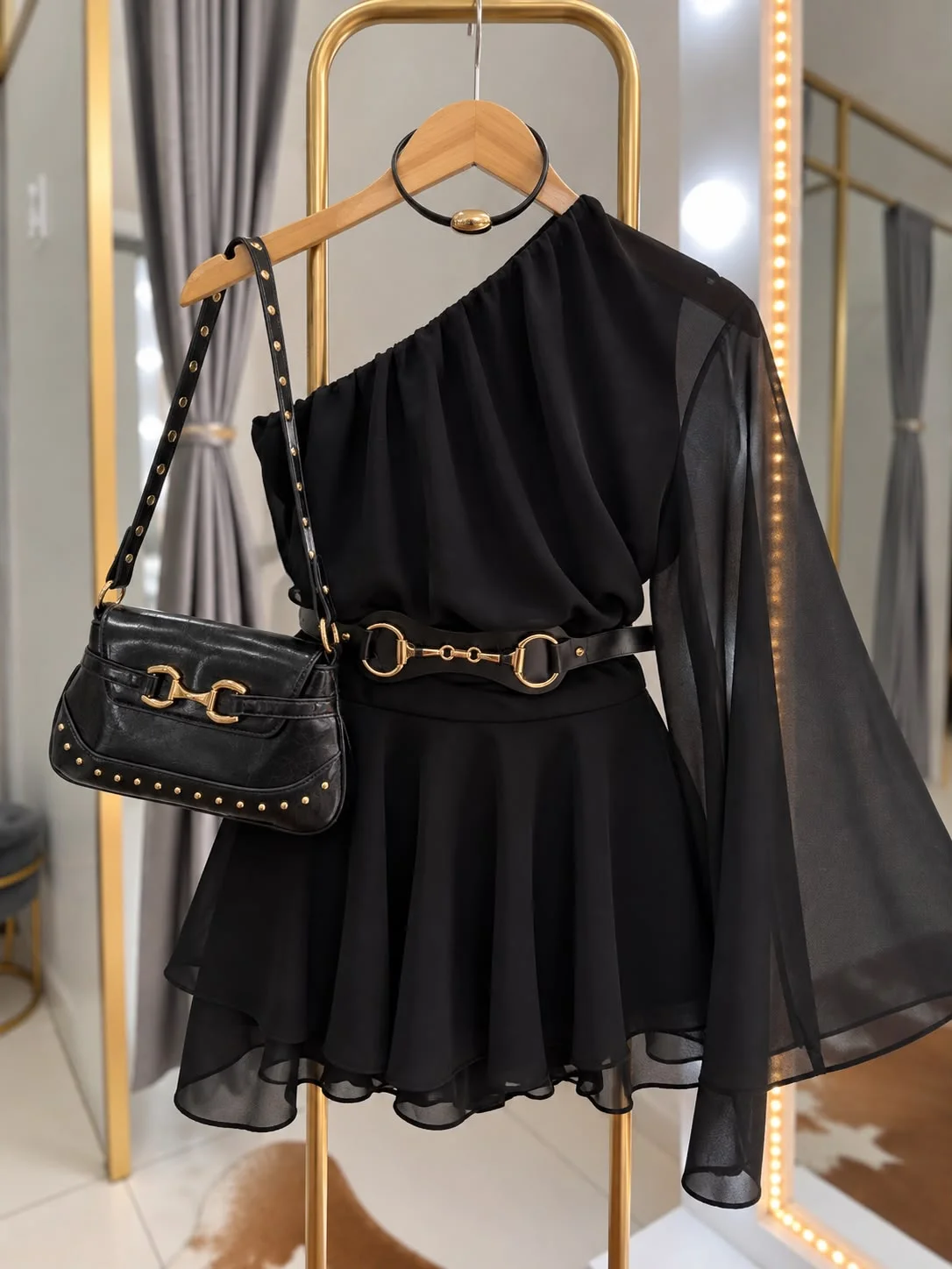 Vestido/macaquinho Chiffon Manga Única Fran
